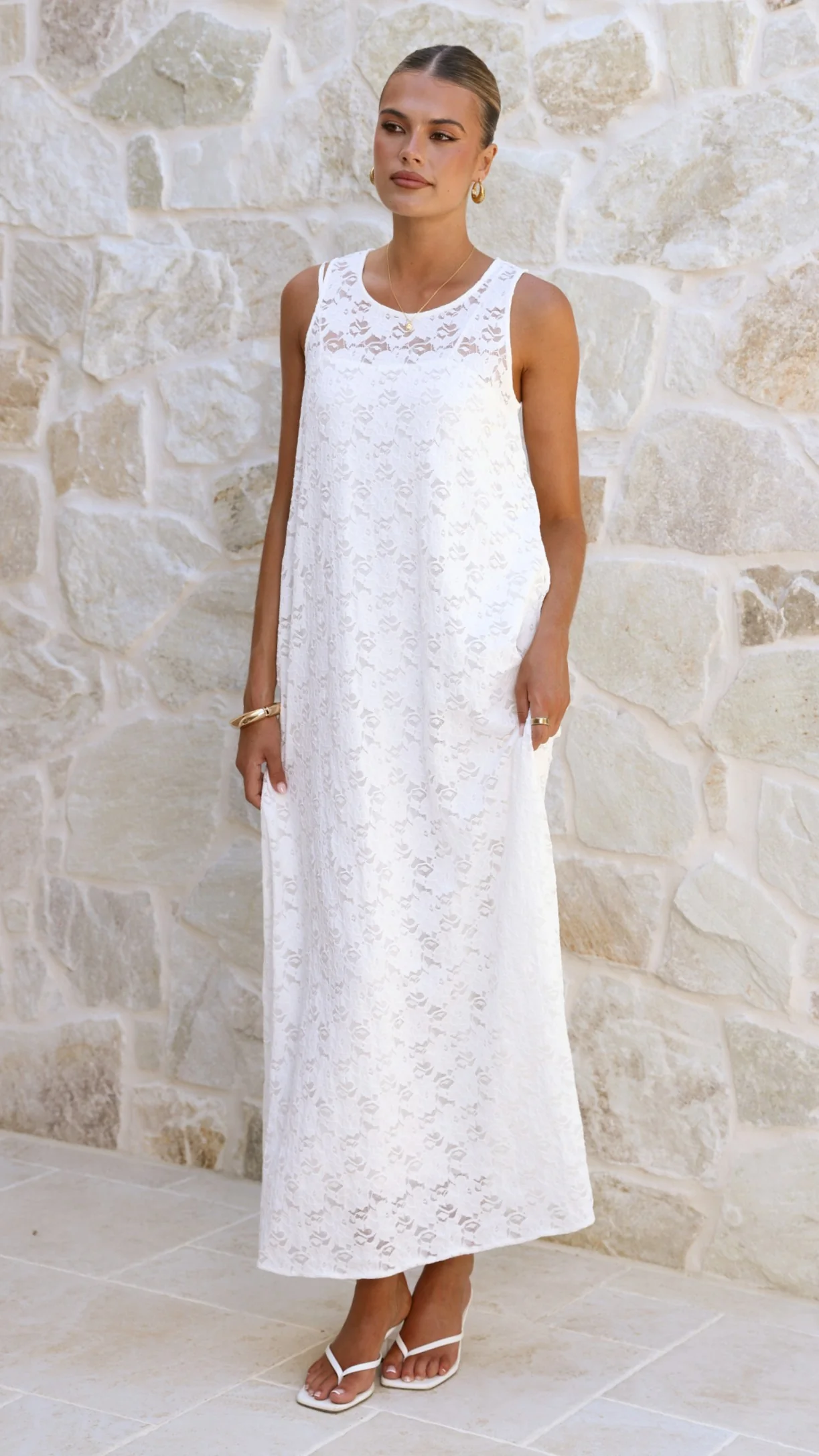 Cerelia Maxi Dress - White Lace