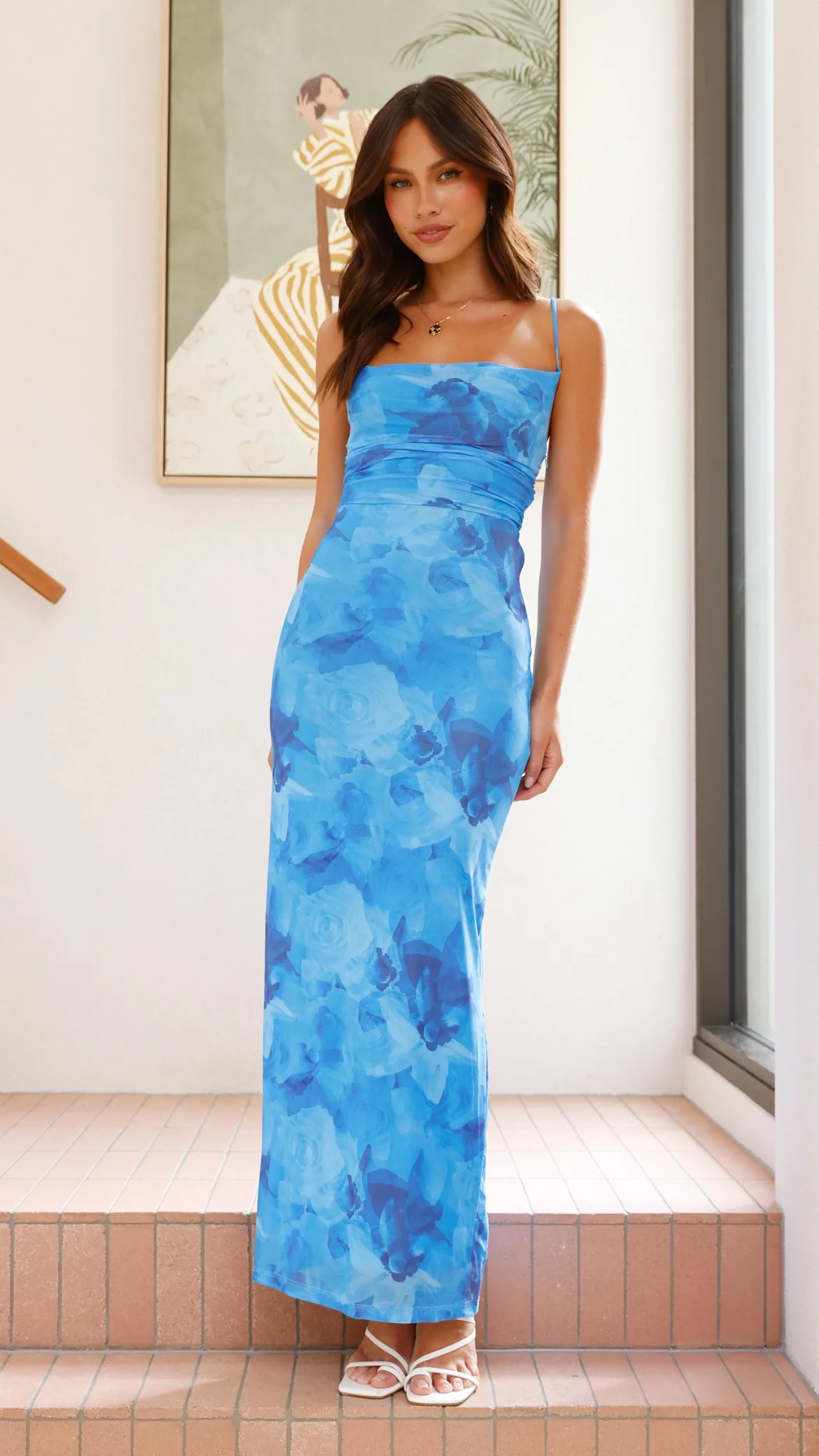 Ashley Maxi Dress - Dark Blue Floral