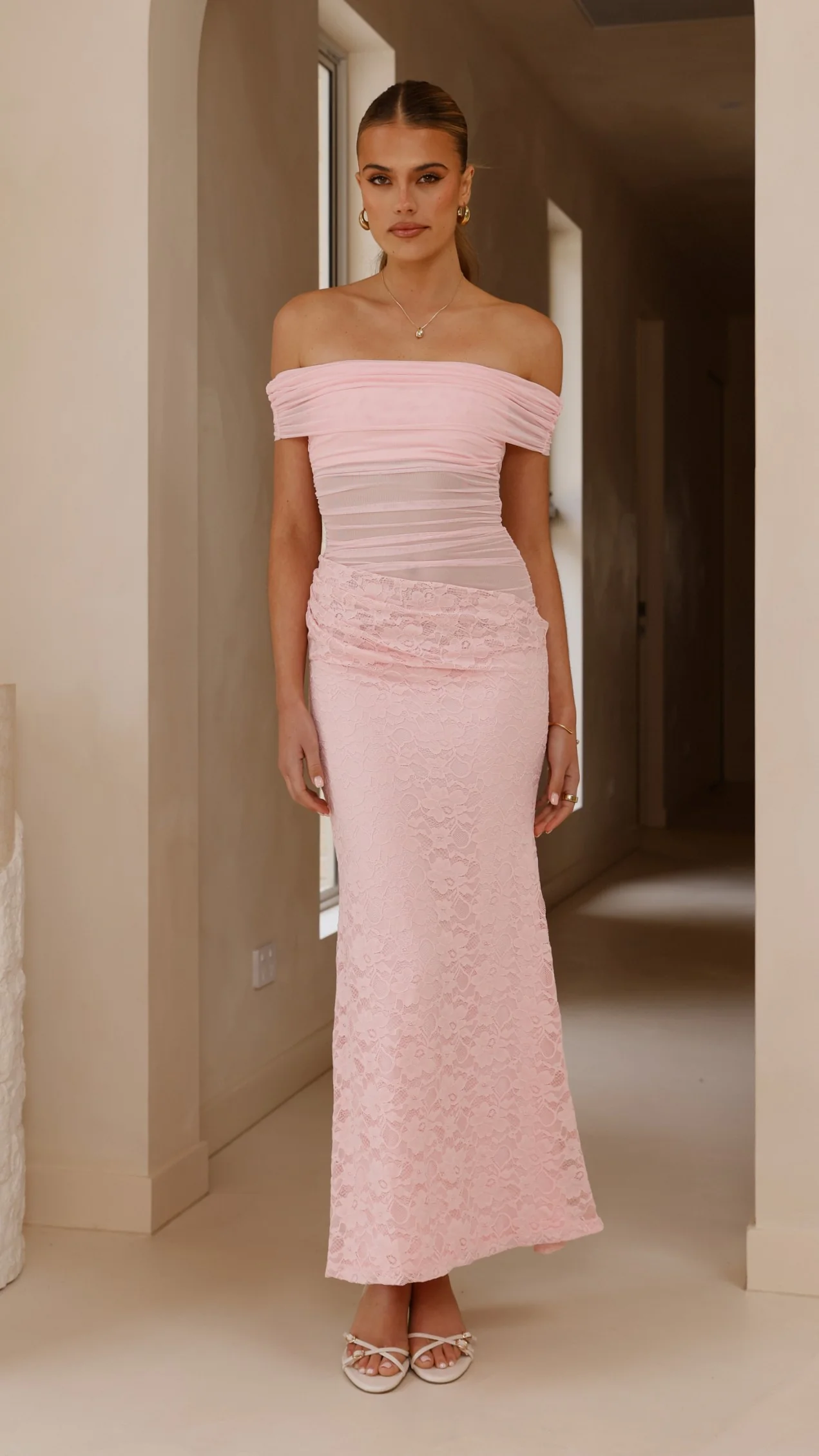 Tiarna Off The Shoulder Maxi Dress - Pink