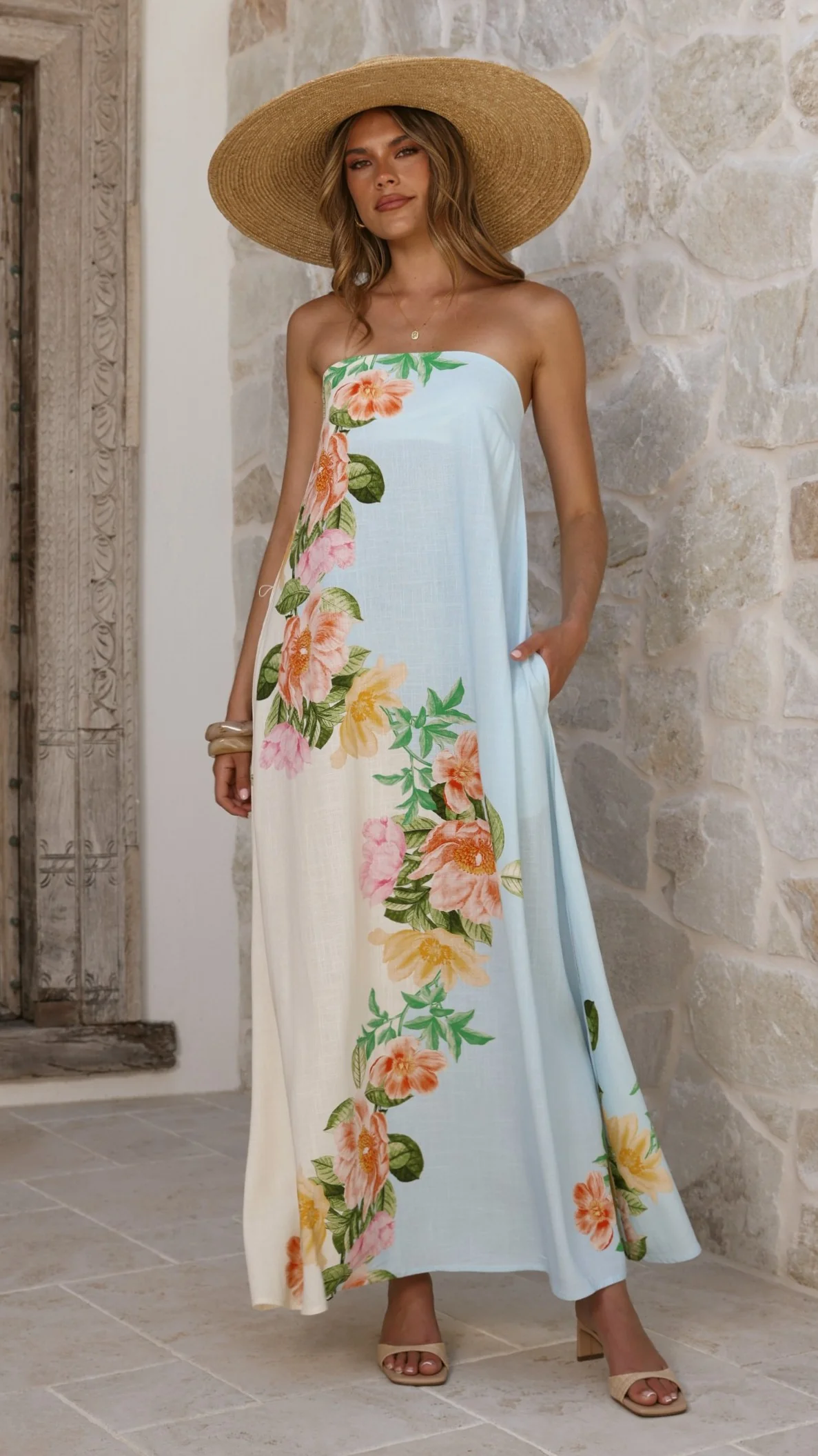 Ellea Maxi Dress - Botanical Bliss Blue