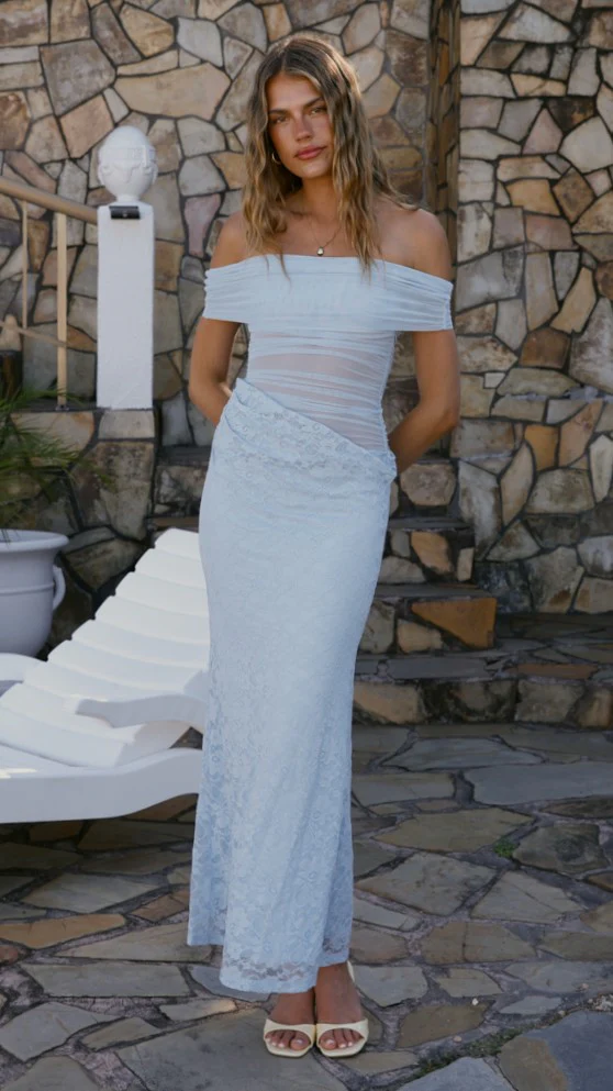 Tiarna Off The Shoulder Maxi Dress - Blue