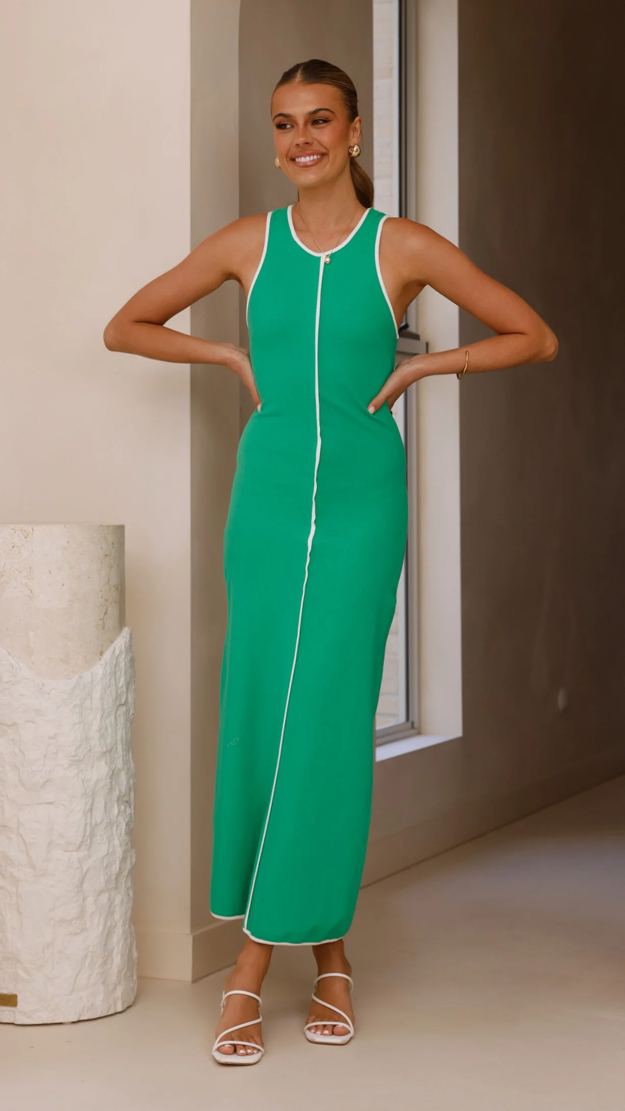 Milli Maxi Dress - Green/White