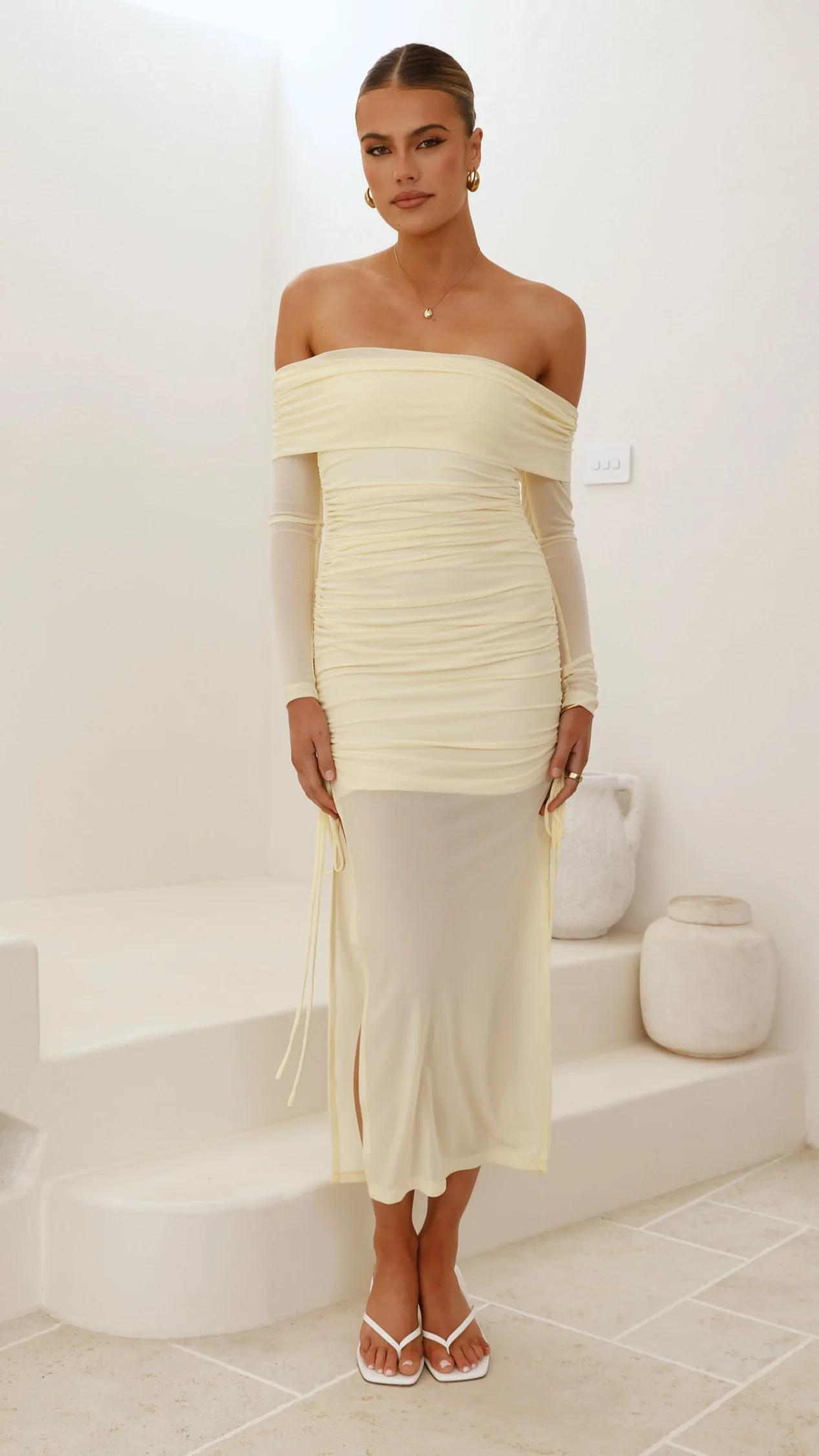 Isadora Off Shoulder Maxi Dress - Yellow