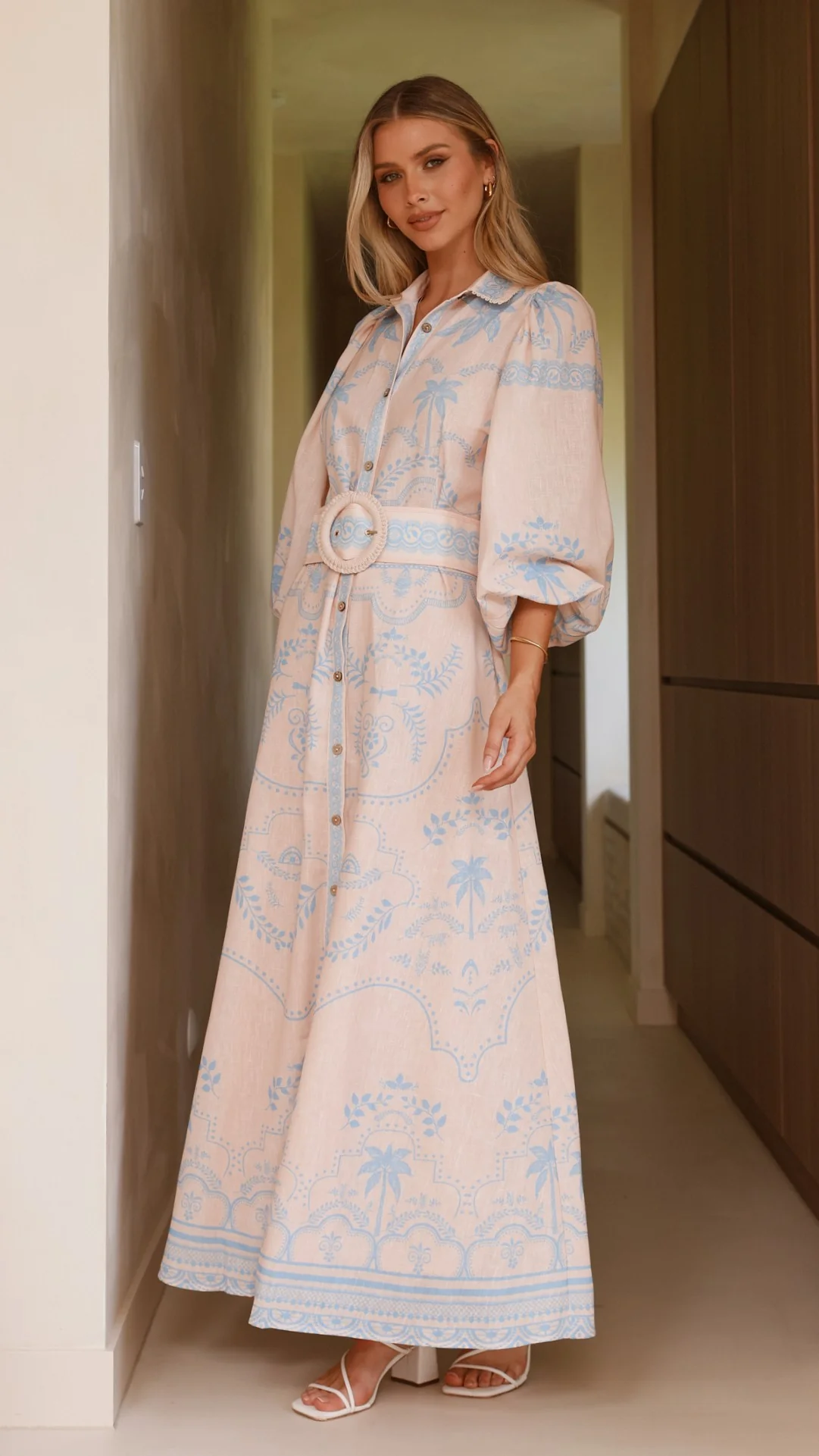 Xander Long Sleeve Maxi Dress - Blue