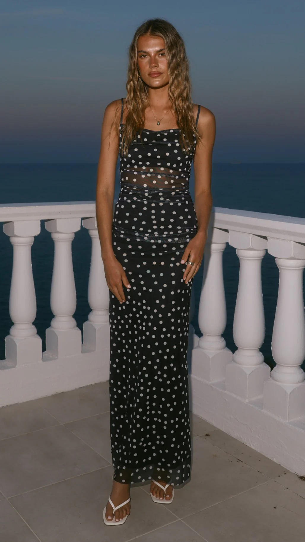 Loralei Maxi Dress - Black/White Polka Dot