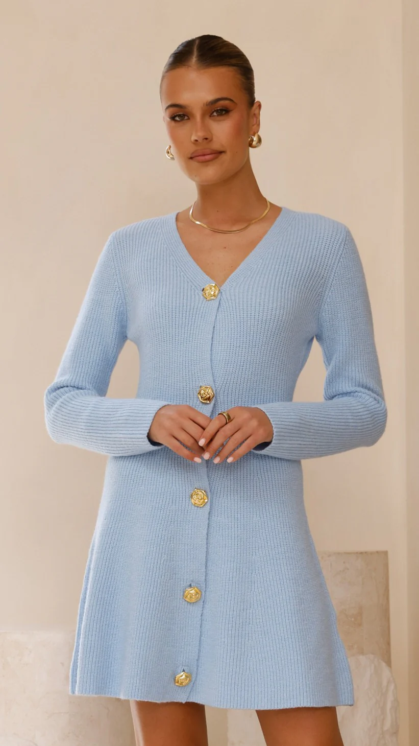 Catarina Long Sleeve Mini Dress - Blue