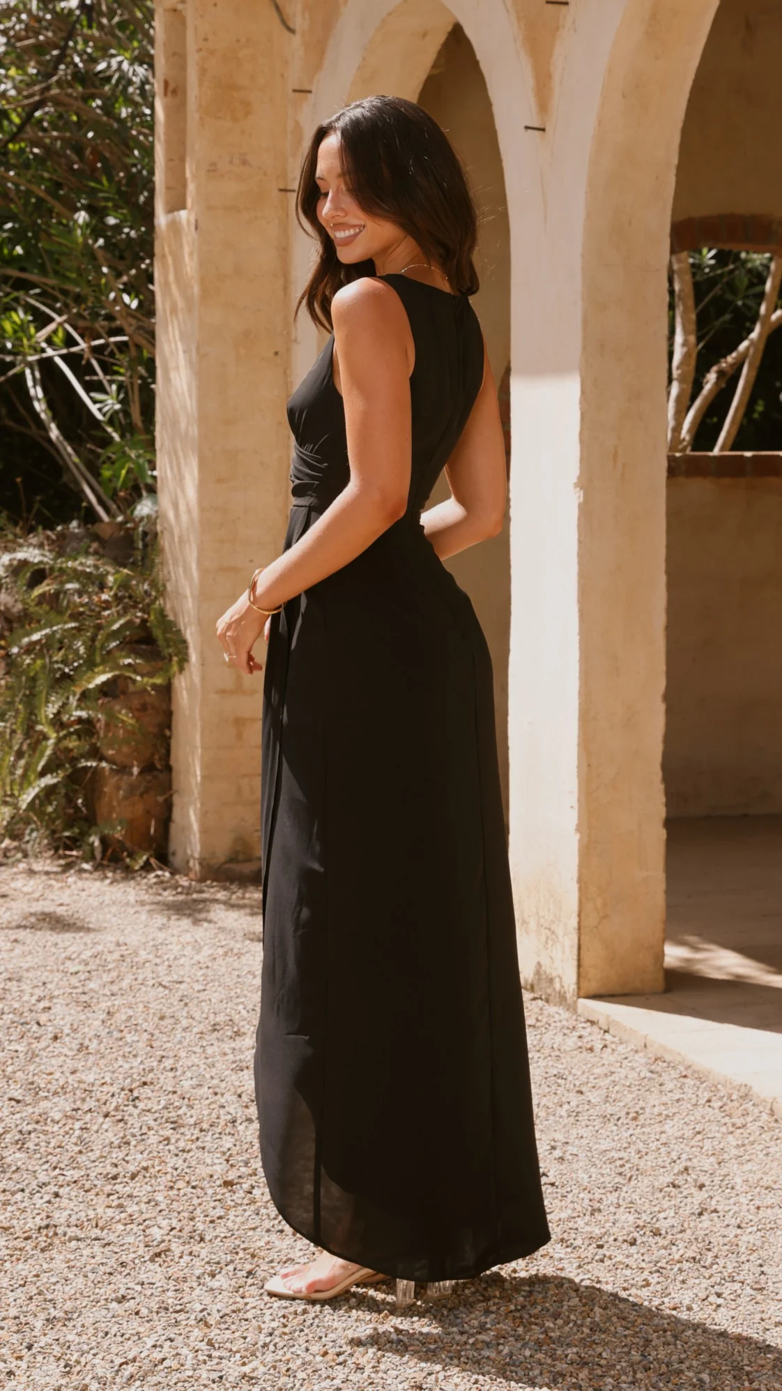 Pamela V Neck Maxi Dress - Black