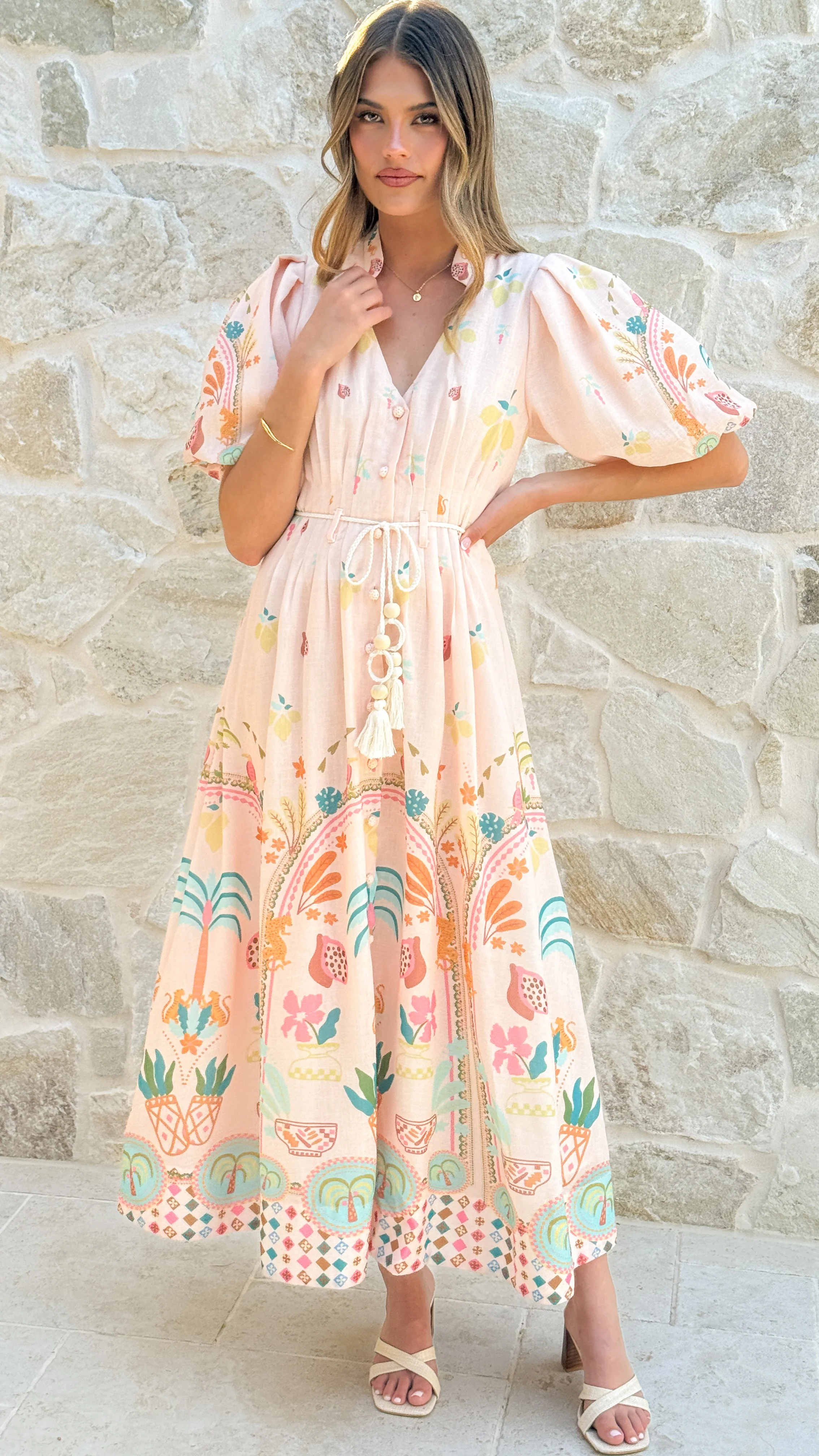 Tamsin Midi Dress - Acacia Palm