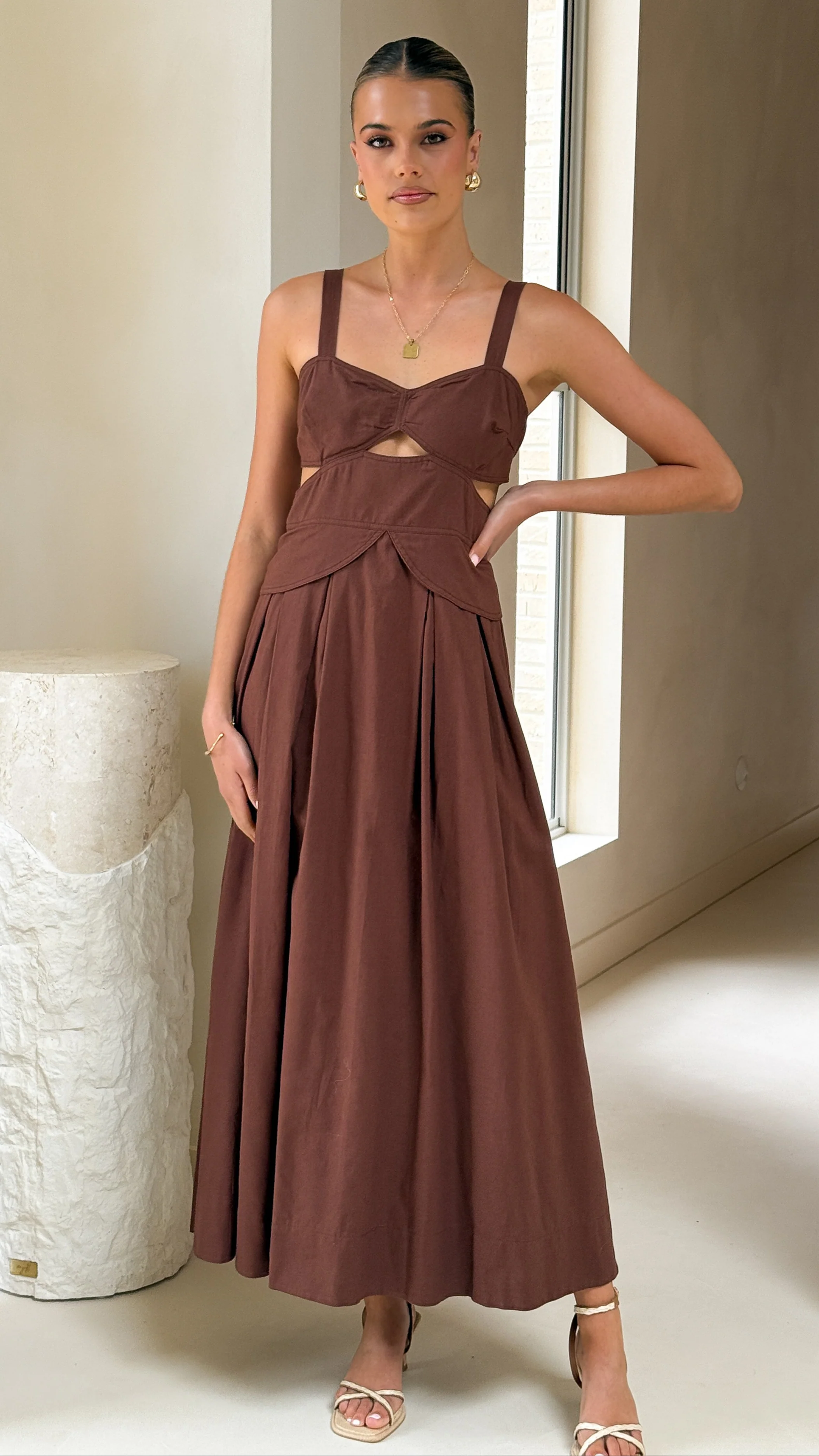 Harleigh Midi Dress - Brown