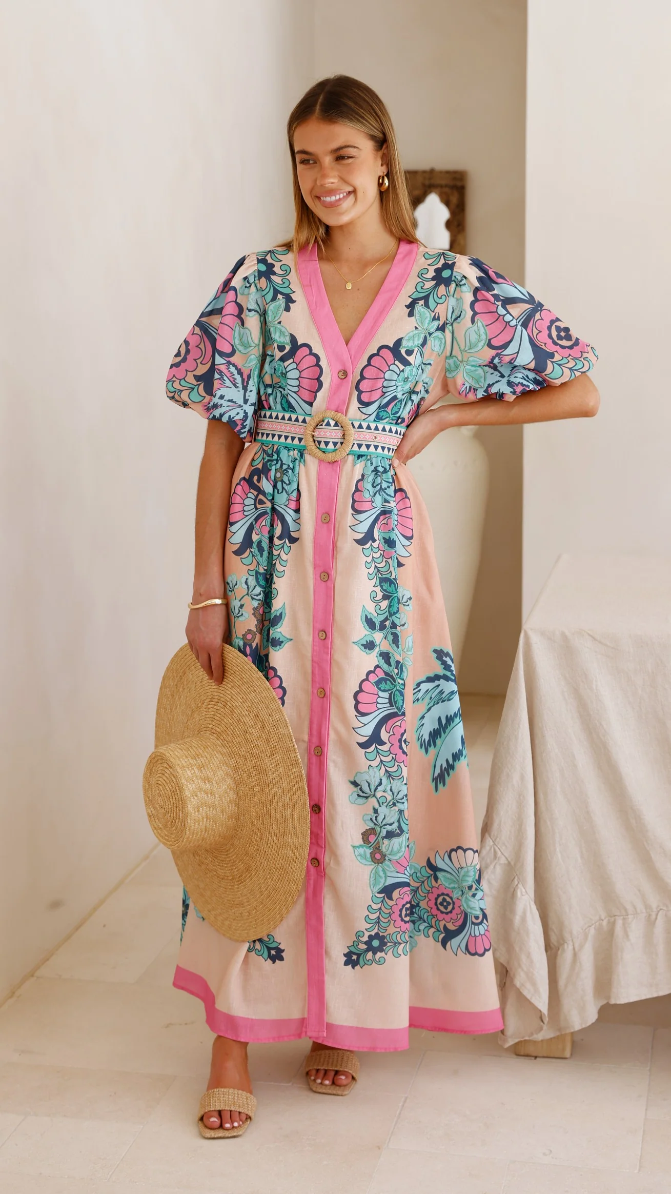 Dali Maxi Dress - Island Bloom Pink