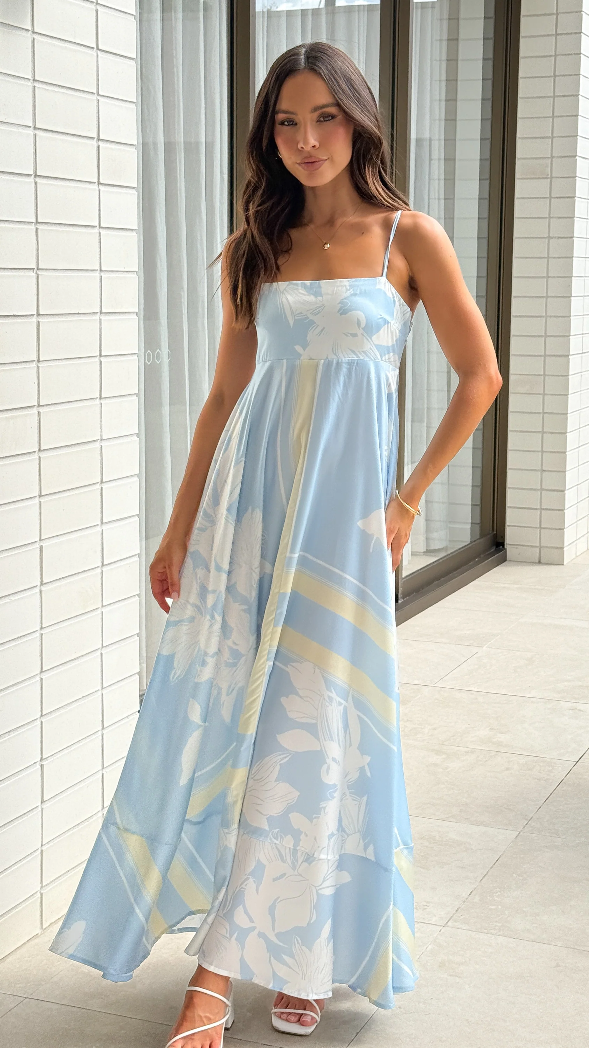 Kaethe Maxi Dress - Blue/Yellow