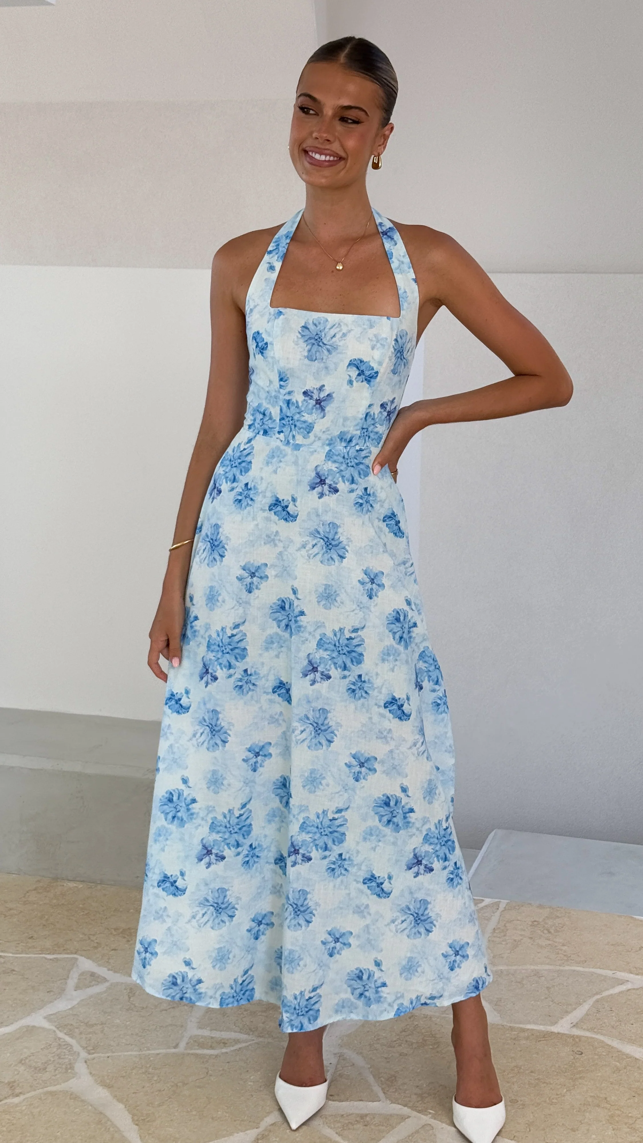 Mady Maxi Dress - Blue Floral