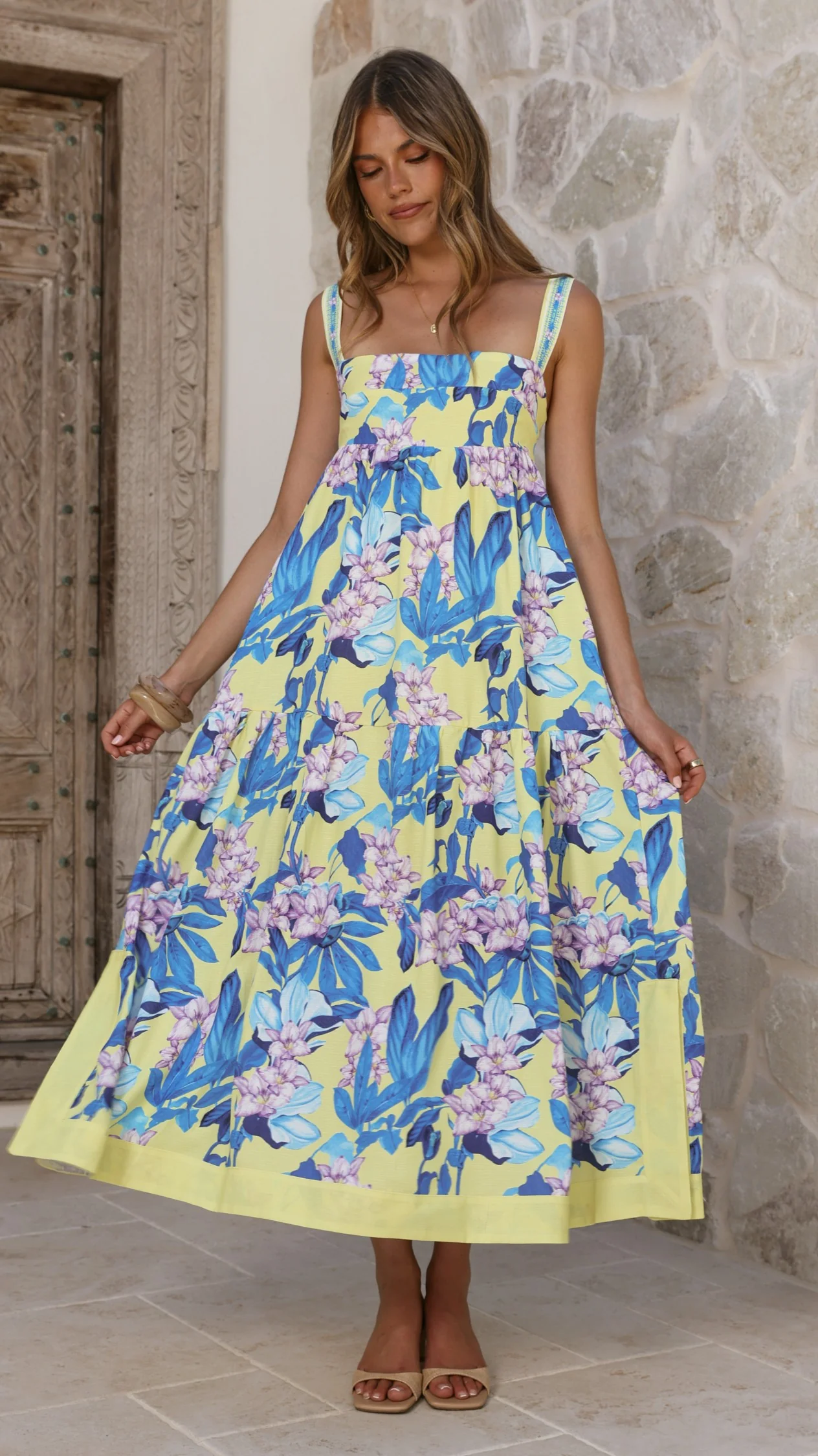 Avala Midi Dress - Blue Leaf Orchid