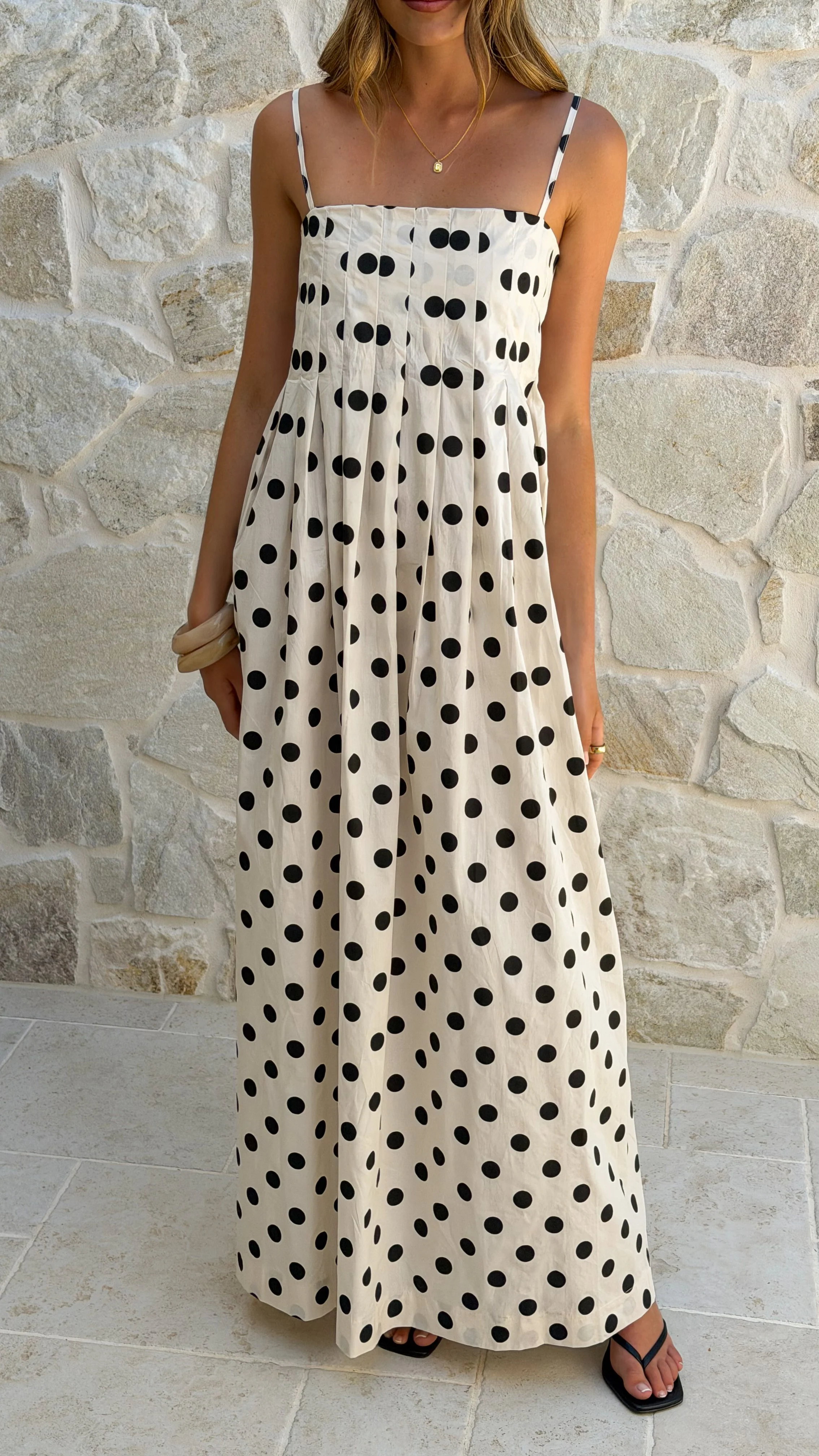 Felicity Maxi Dress - White/Black Spot