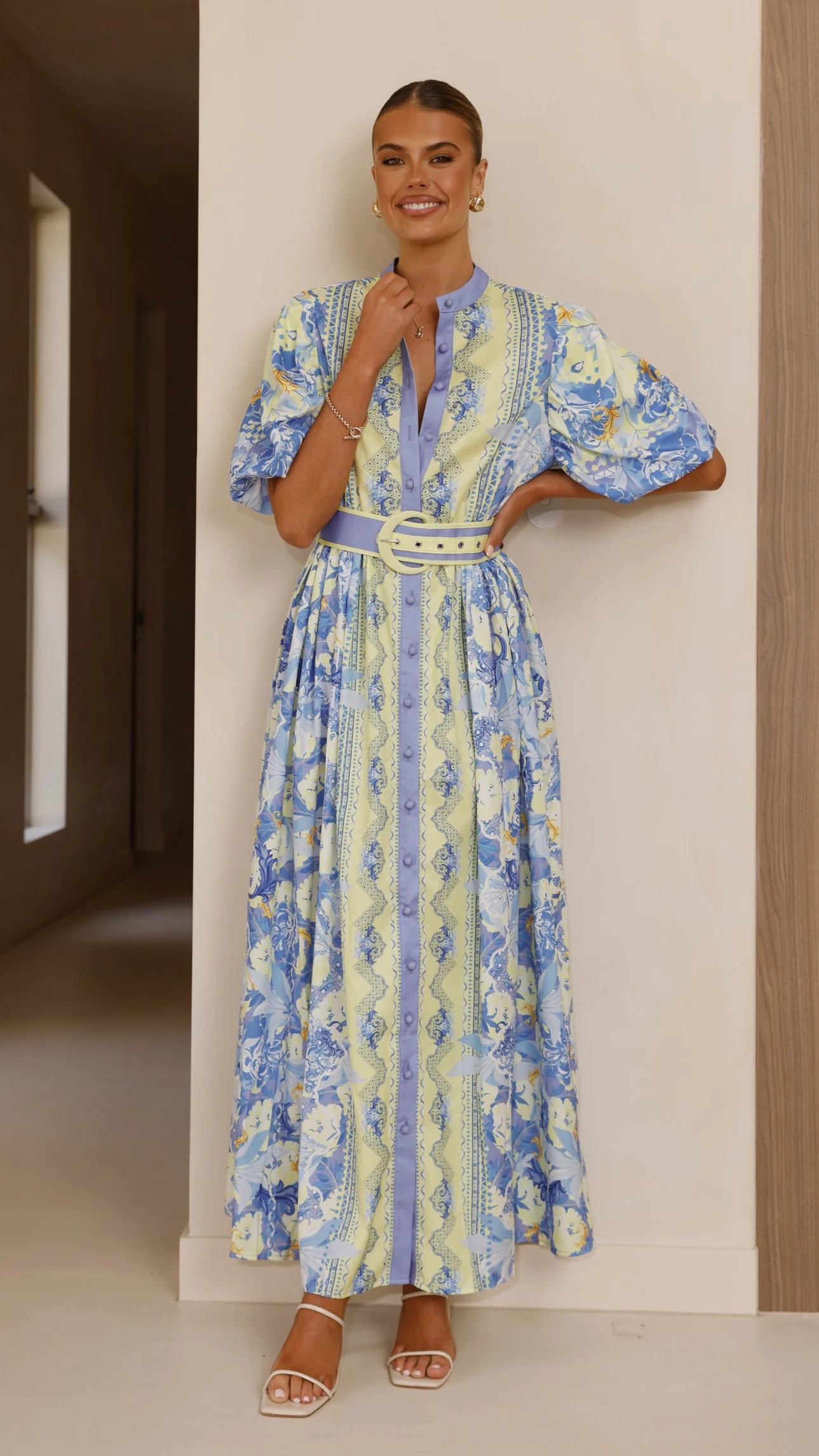 Claudelle Maxi Dress - Blue/Yellow