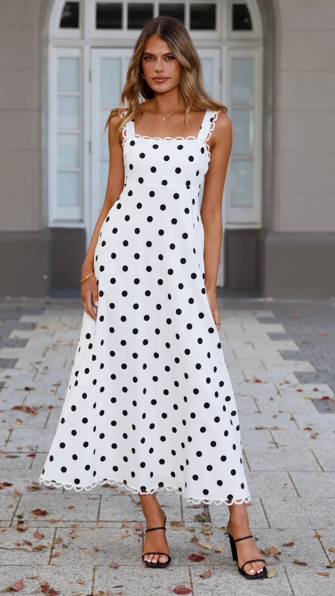 Milani Maxi Dress - White Polka