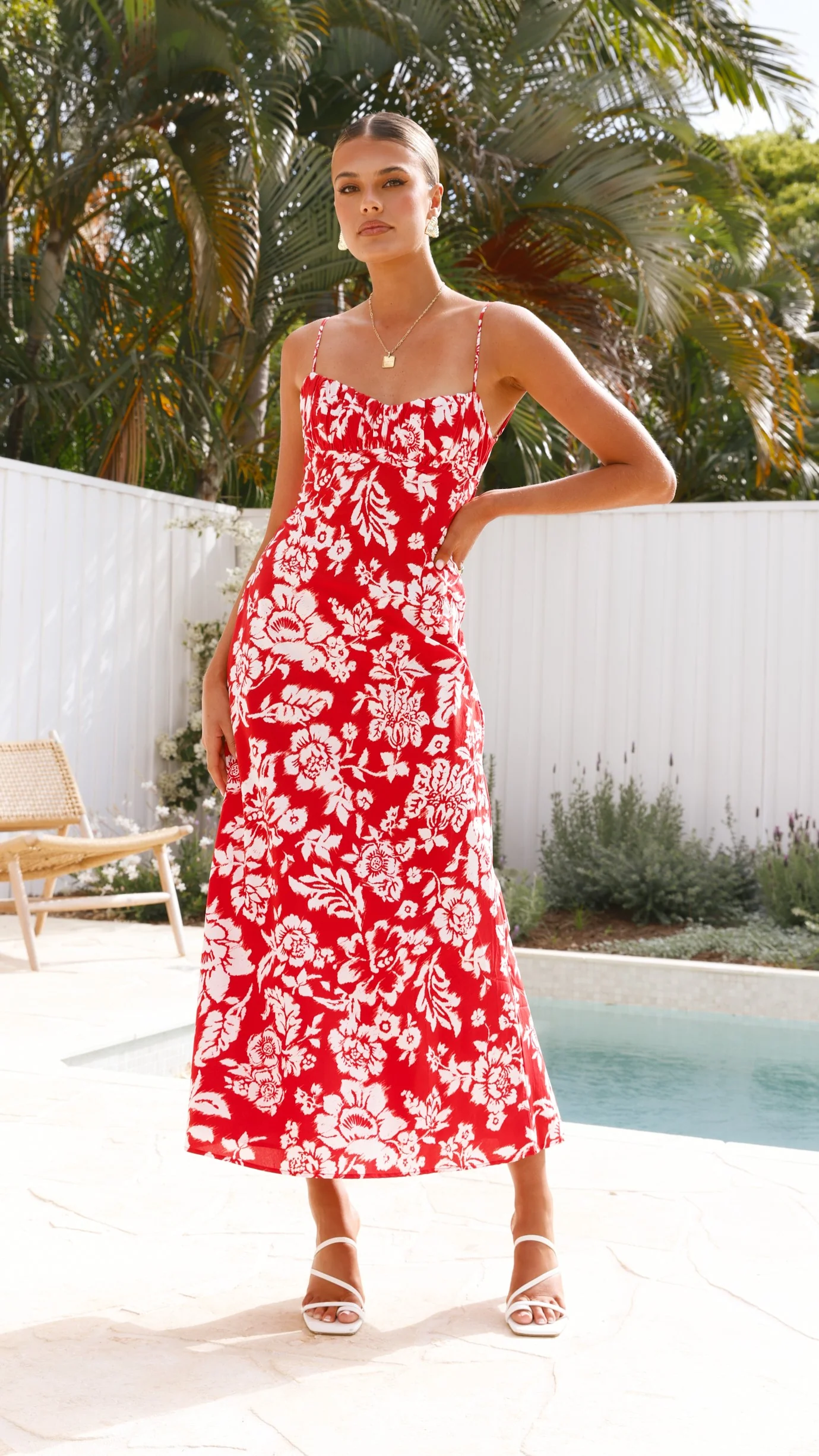 Margie Midi Dress - Red Floral