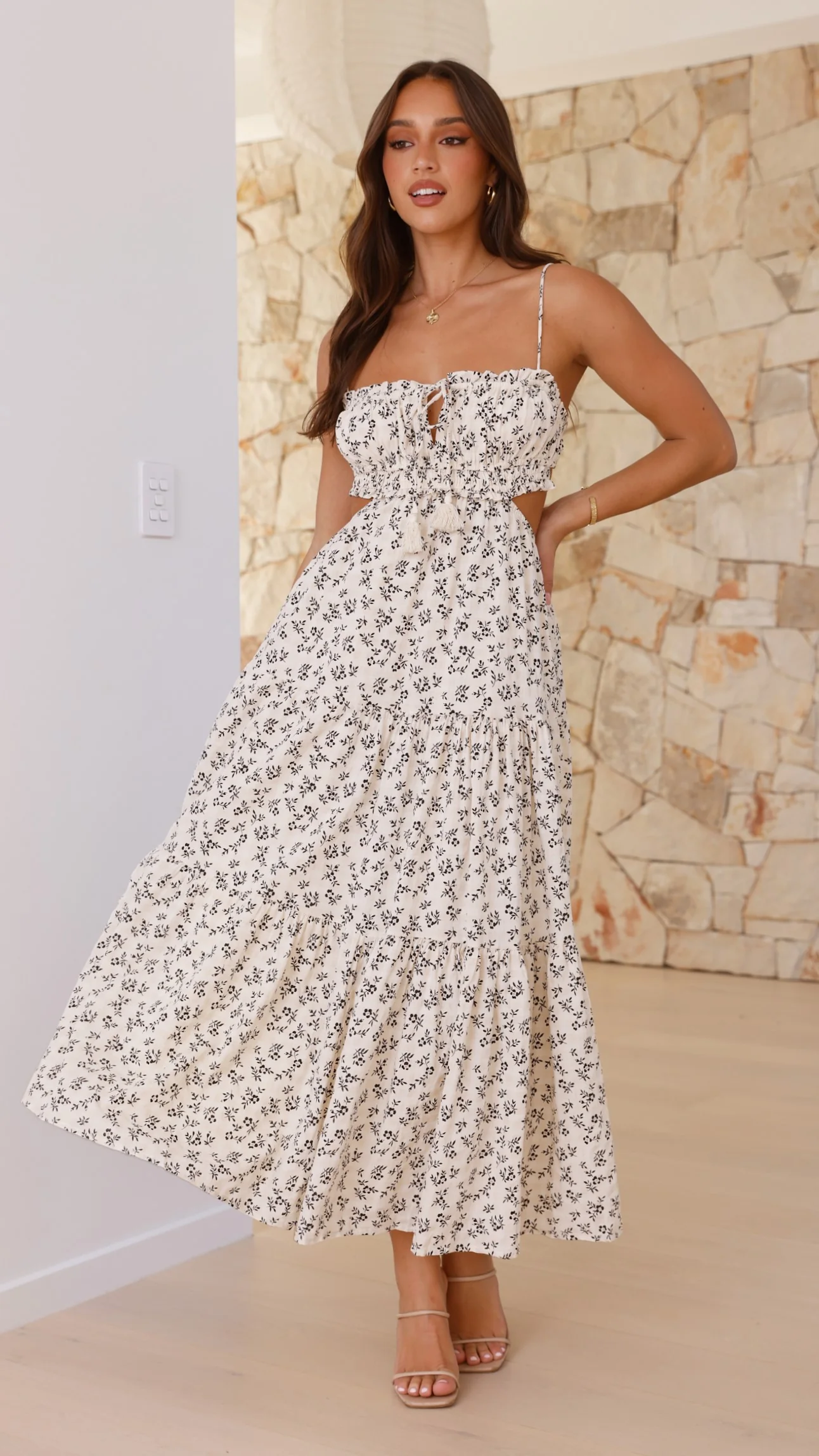 Vella Midi Dress - Black Floral