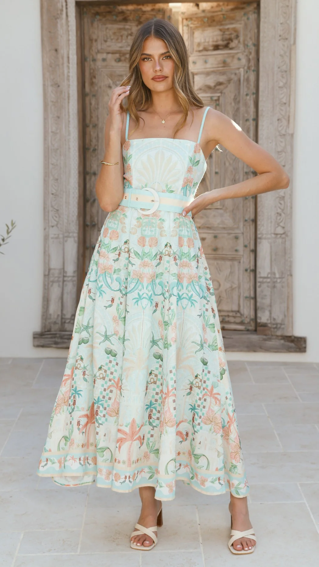 Nellie Midi Dress - Aqua Aurora Print