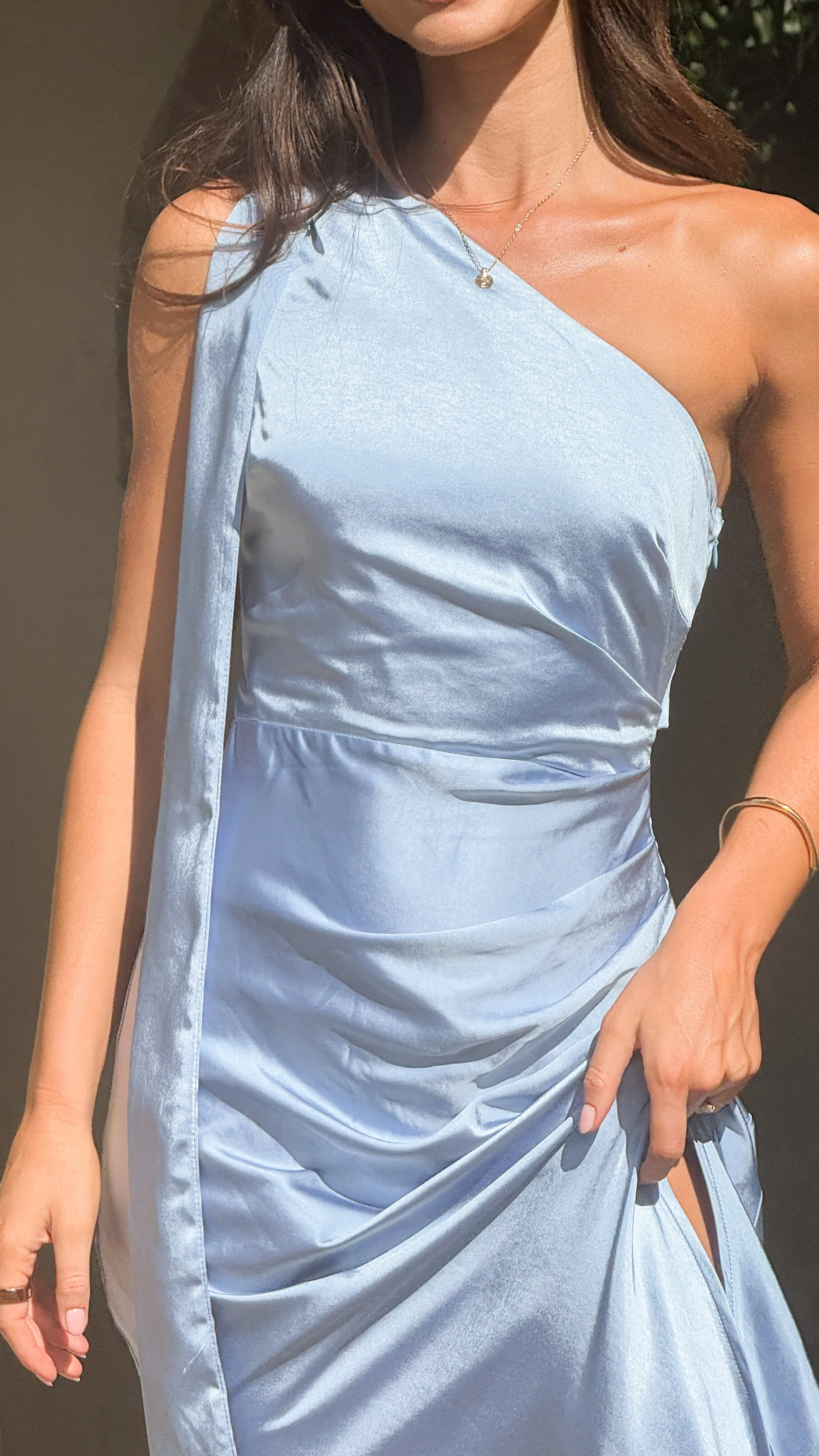 Halle One Shoulder Maxi Dress - Blue