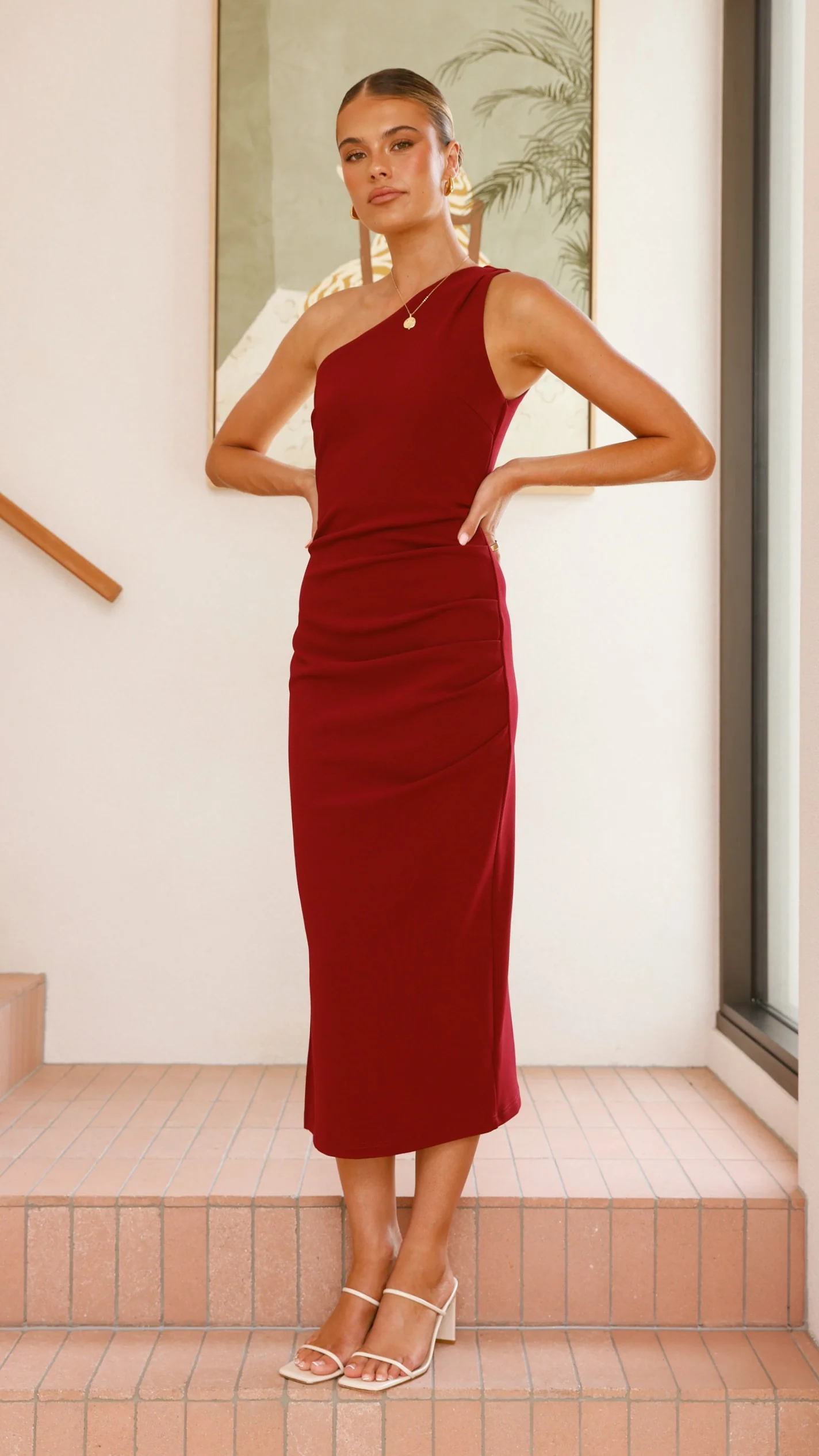 Alaina Midi Dress - Wine