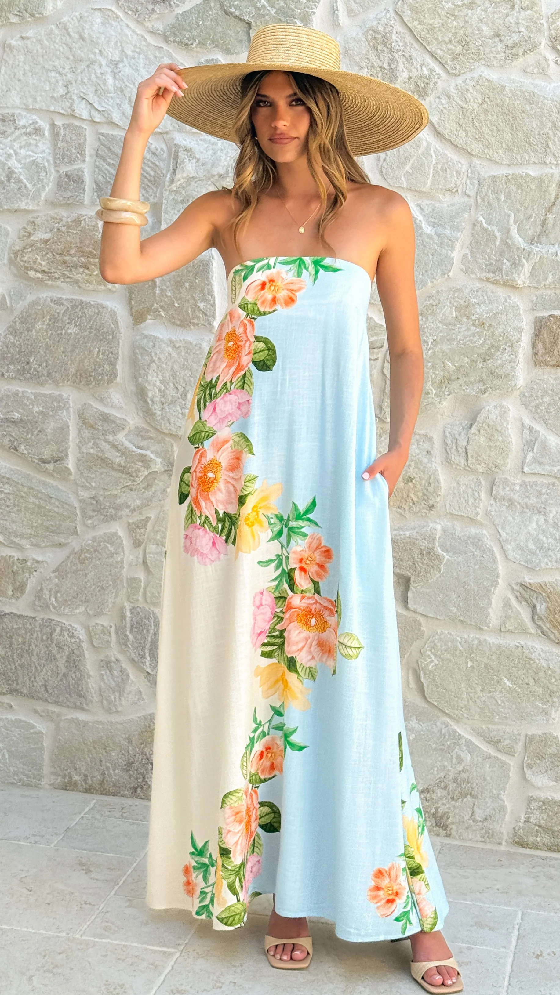 Ellea Maxi Dress - Botanical Bliss Blue