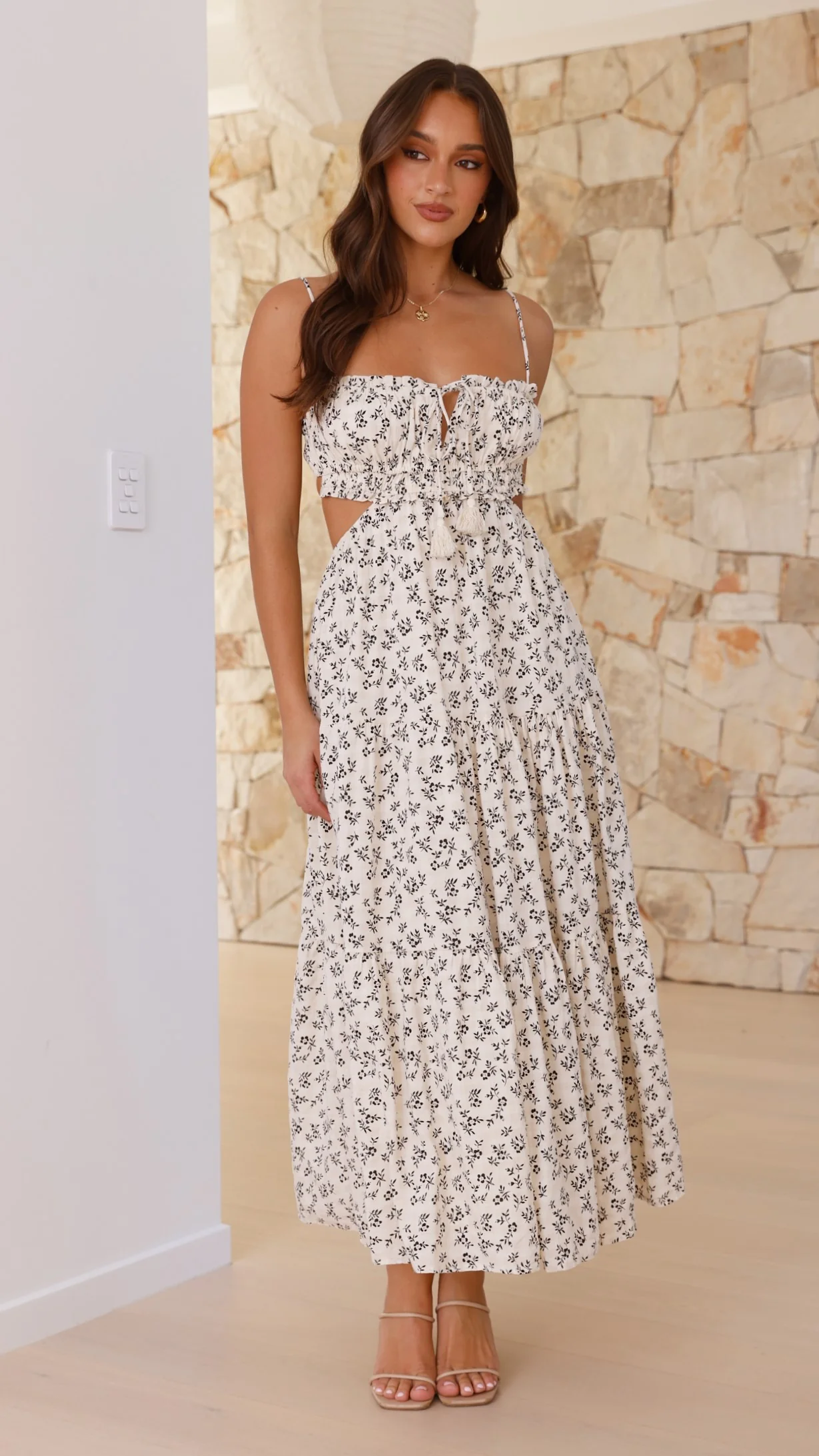 Vella Midi Dress - Black Floral