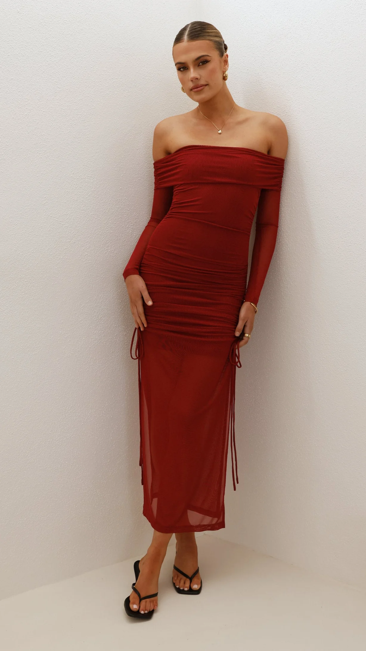 Isadora Off Shoulder Maxi Dress - Wine