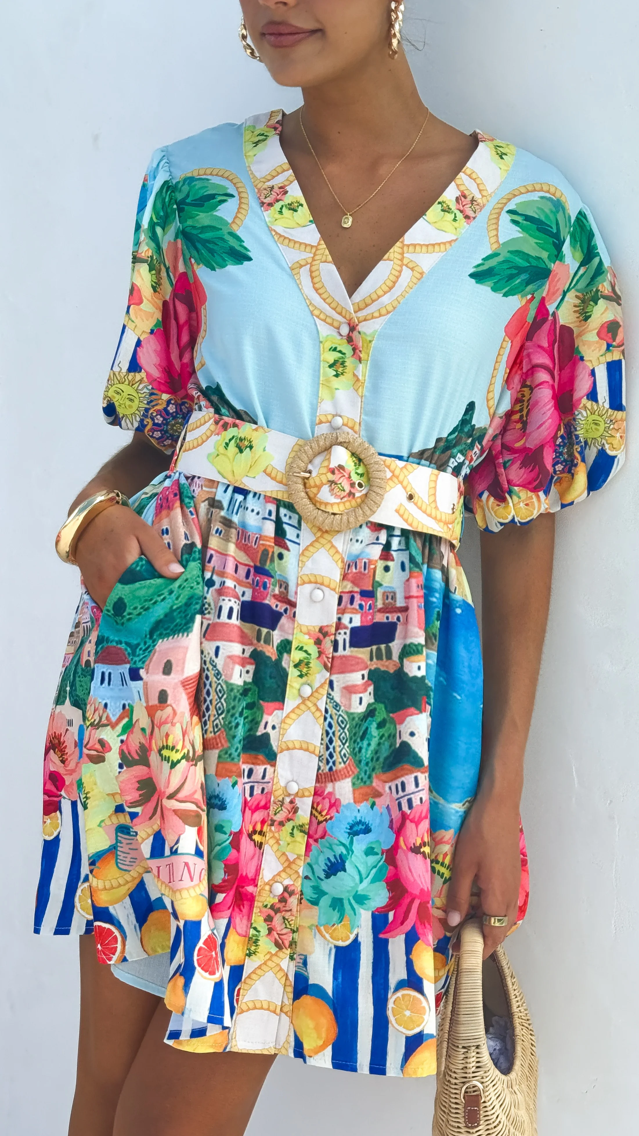 Tasha Mini Dress - Positano Blue