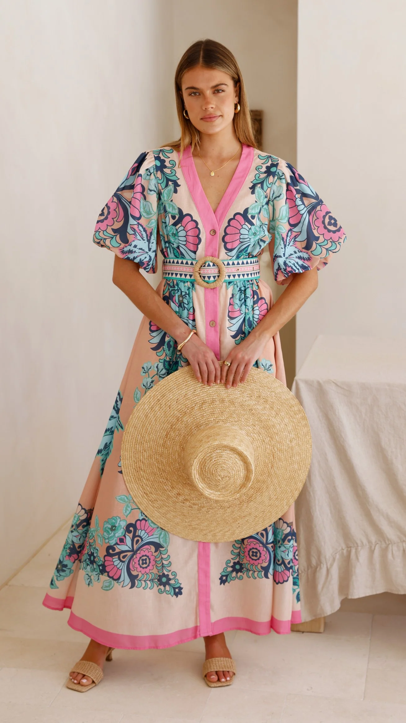 Dali Maxi Dress - Island Bloom Pink