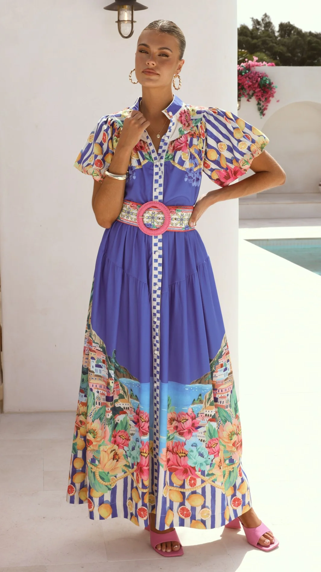 Bloom Maxi Dress - Positano Cobalt