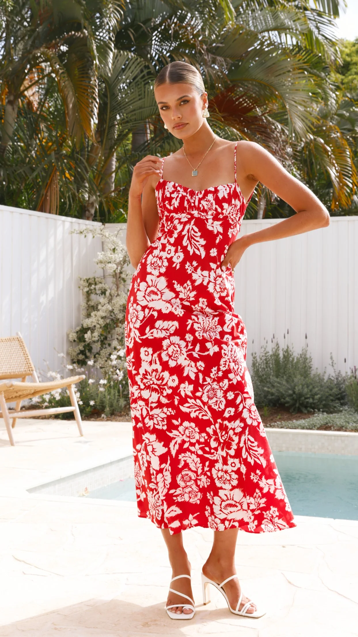 Margie Midi Dress - Red Floral