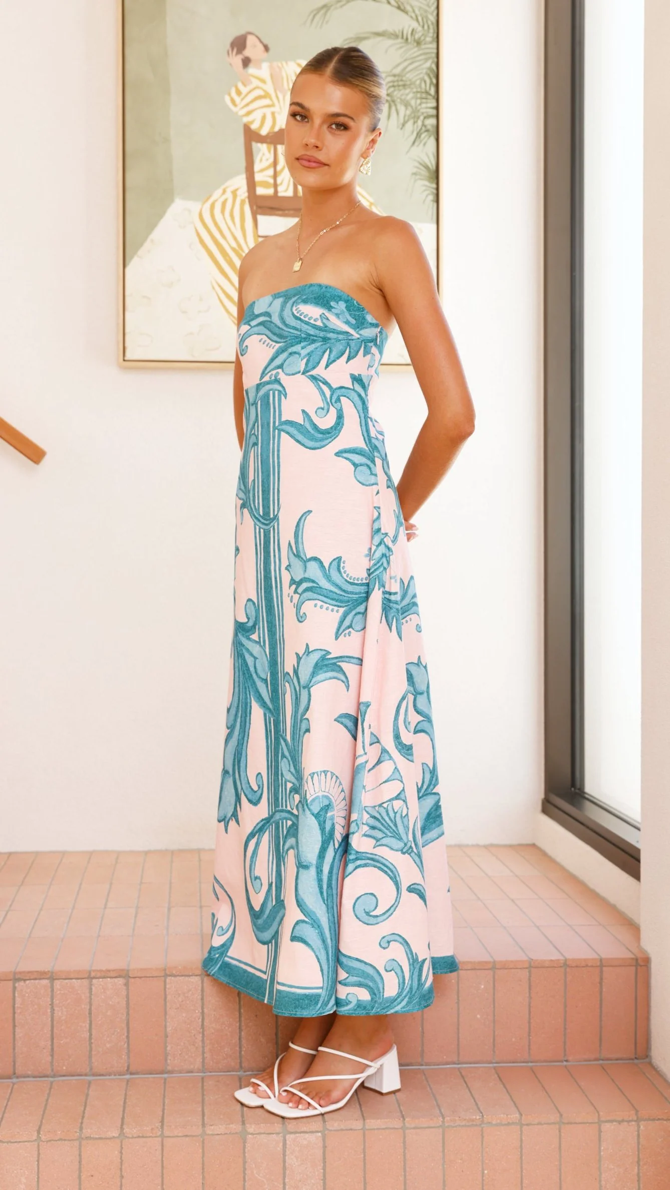 Madra Maxi Dress - Aqua / Pink Zayna