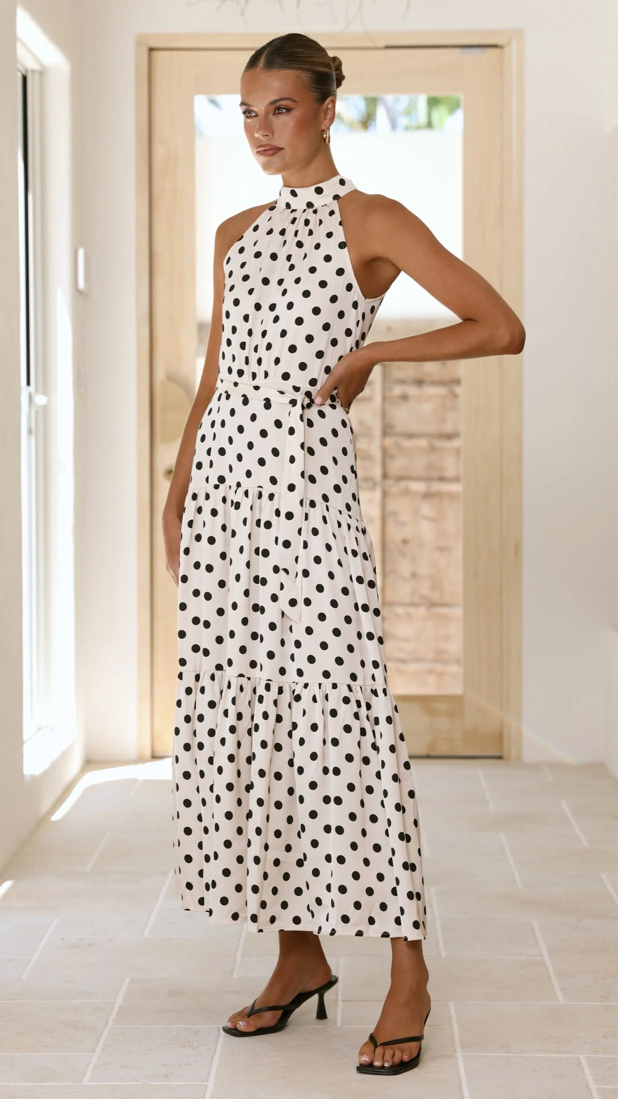 Dawson Maxi Dress - Cream / Black Polka Dot