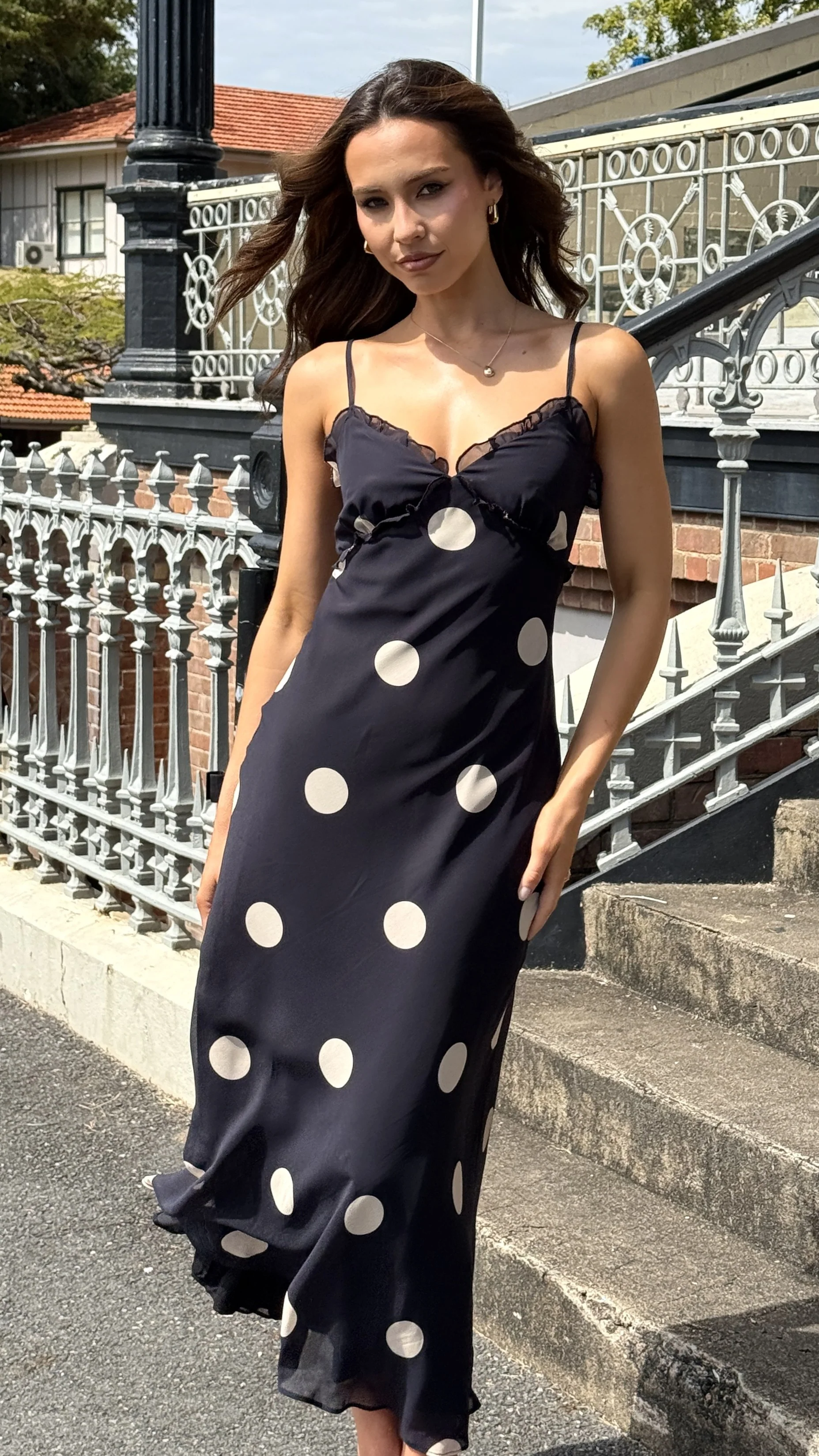 Jianna Maxi Dress - Black/Cream Polka