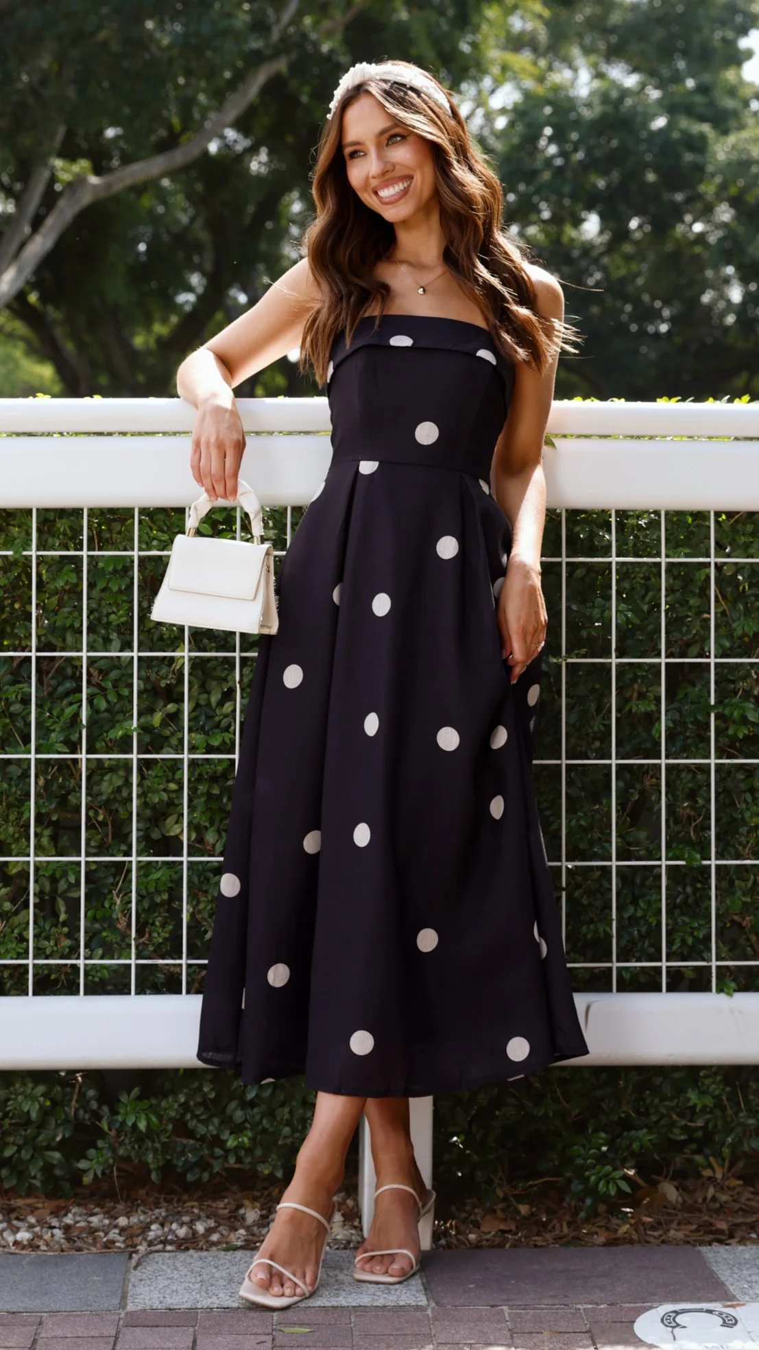 Tahlia Midi Dress - Black Polka Print