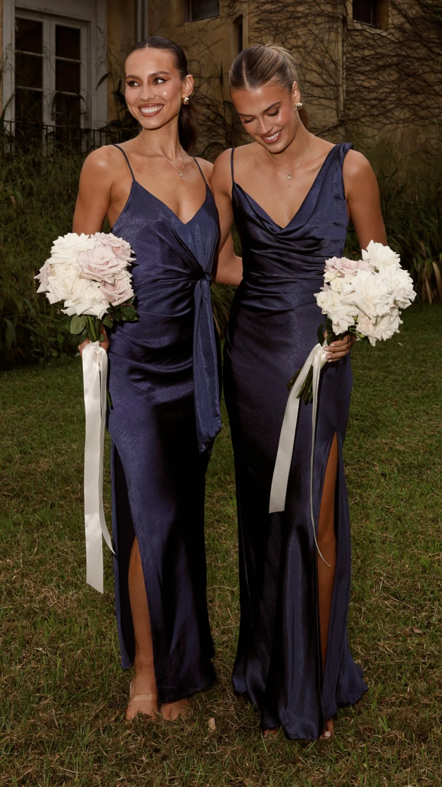 Iris Asymmetrical Maxi Dress - Navy