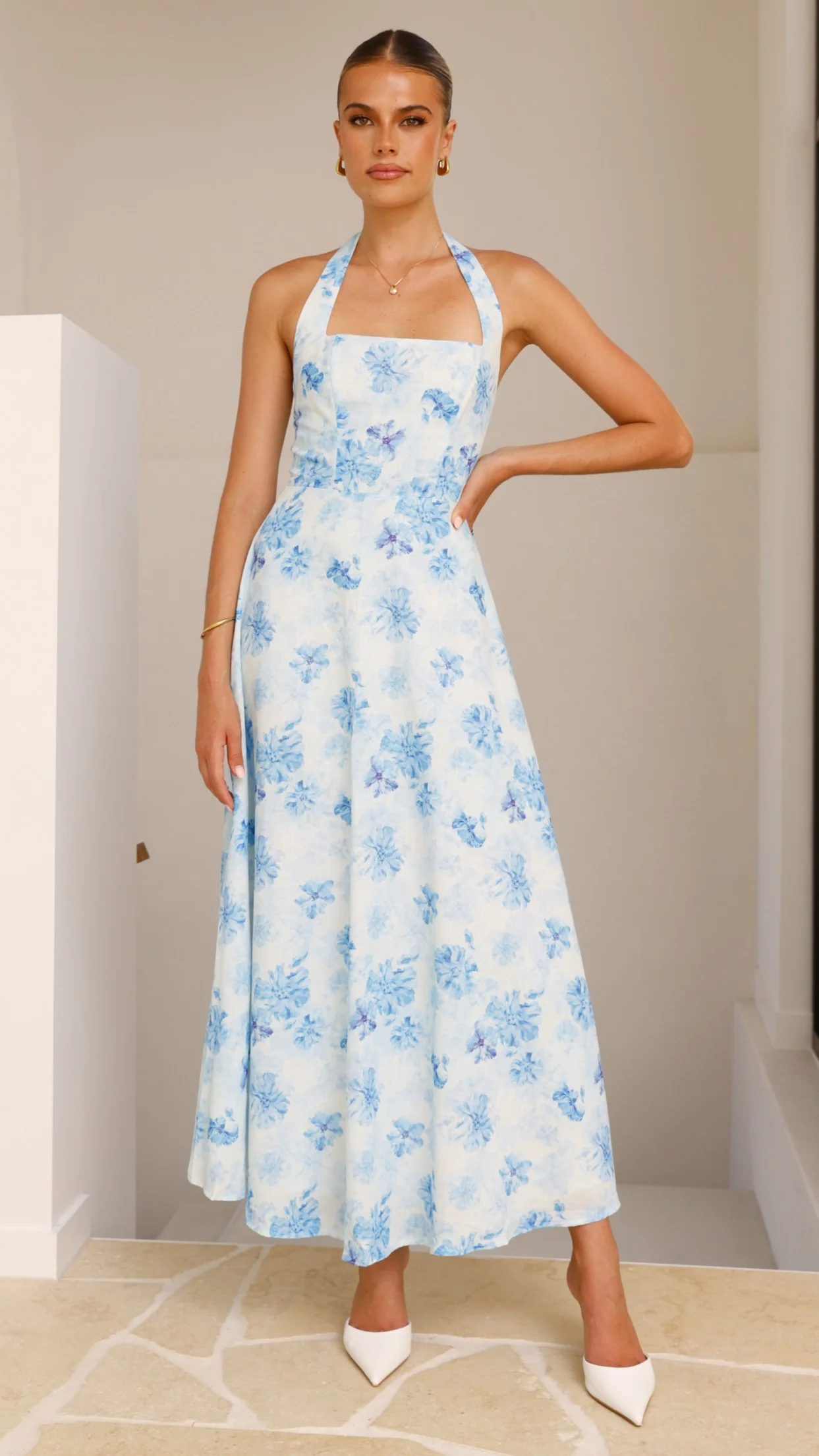 Mady Maxi Dress - Blue Floral