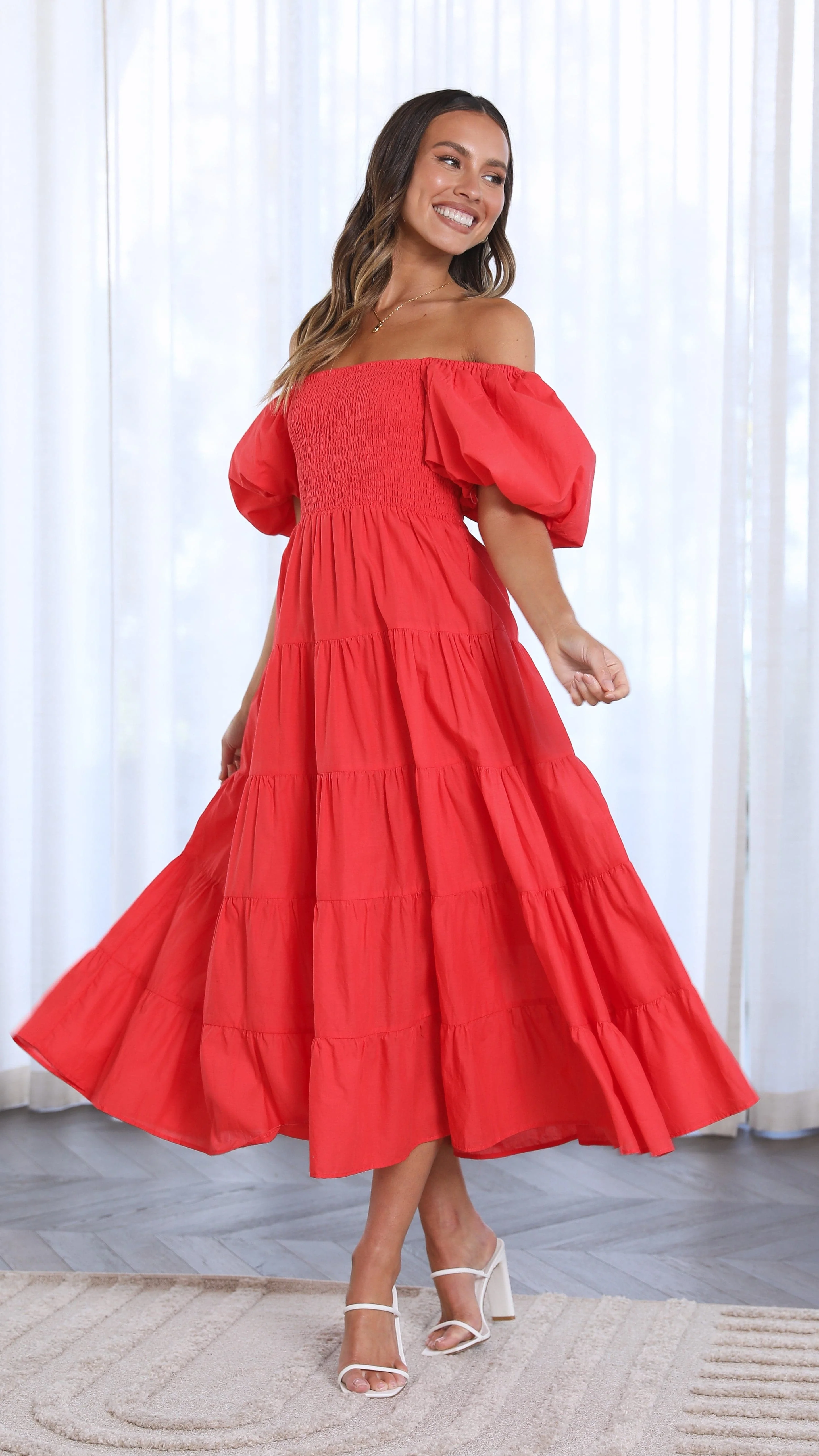 Chyna Midi Dress - Red
