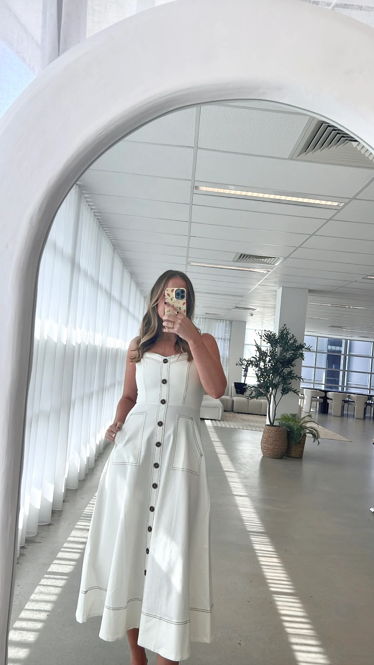 Indigo Midi Dress - White Denim