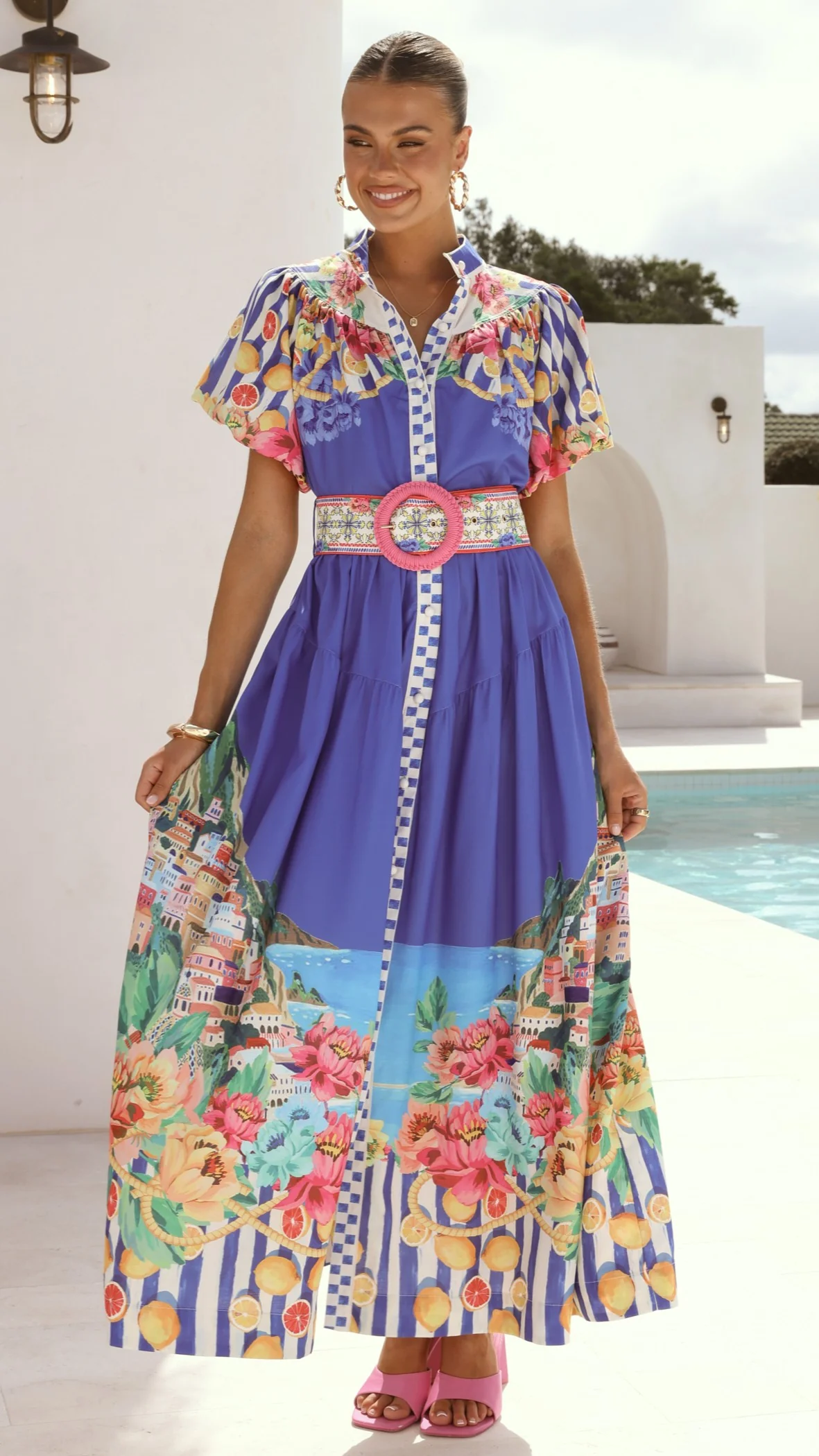 Bloom Maxi Dress - Positano Cobalt