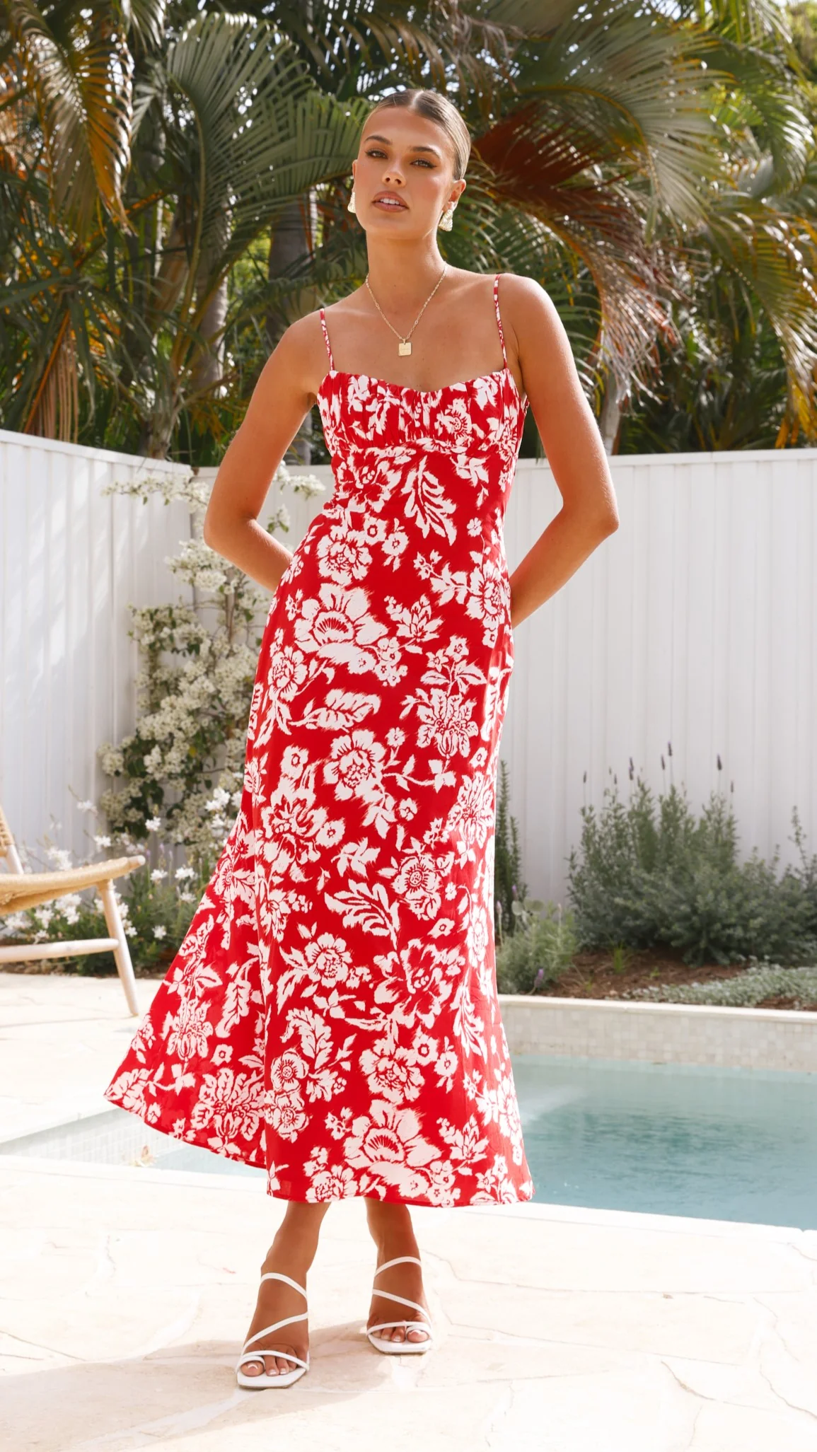 Margie Midi Dress - Red Floral