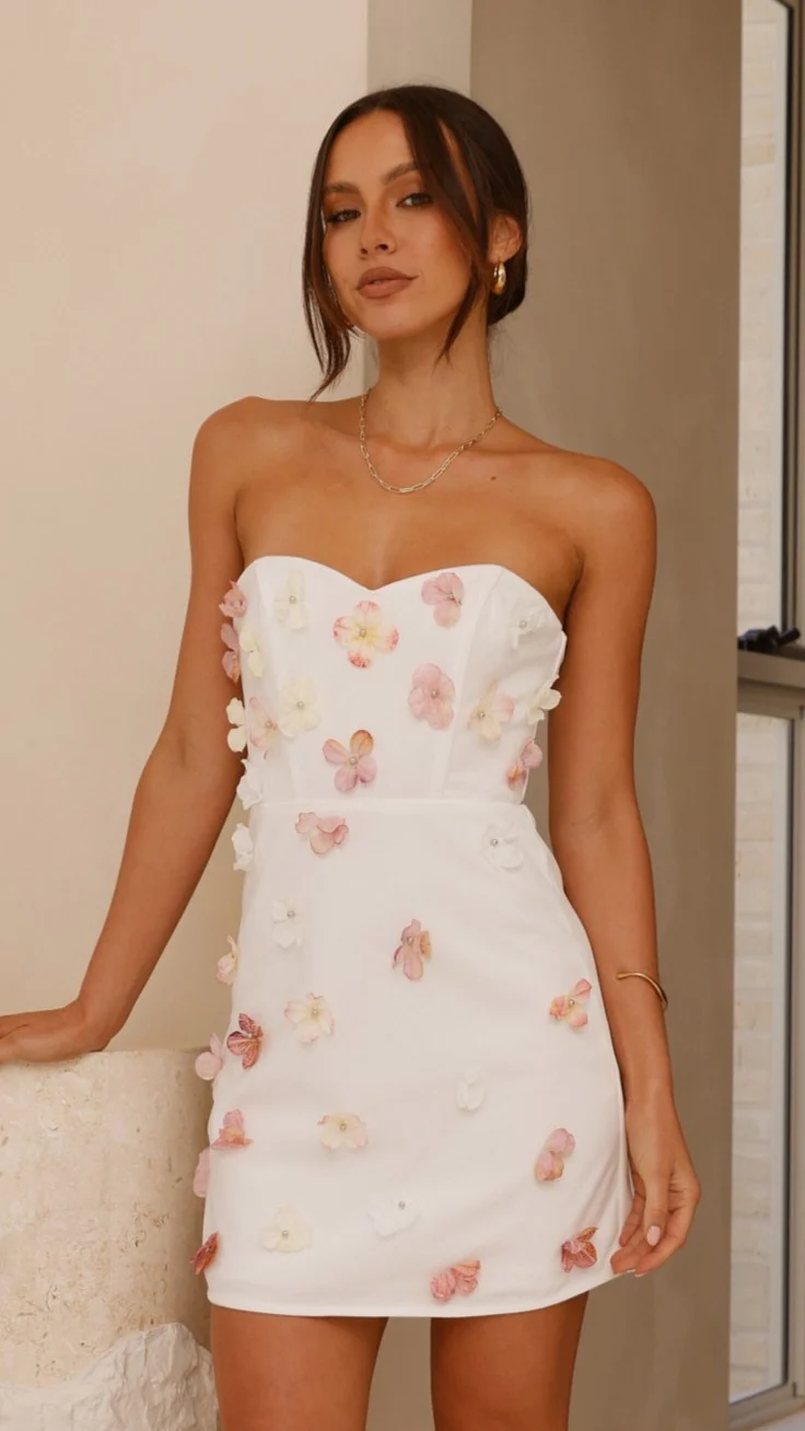 Capella Mini Dress - White Flower