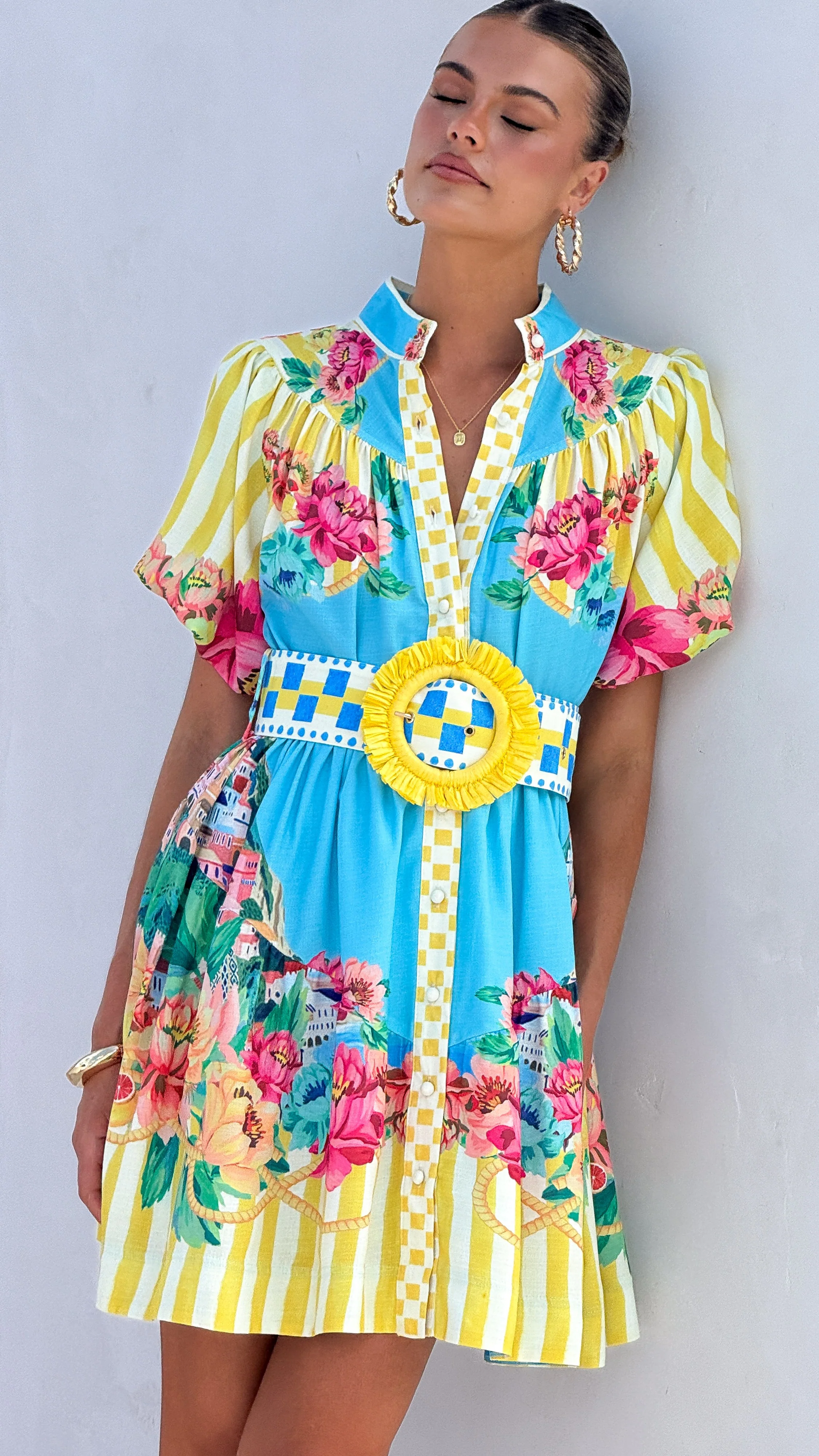 Talisha Mini Dress - Positano Blue