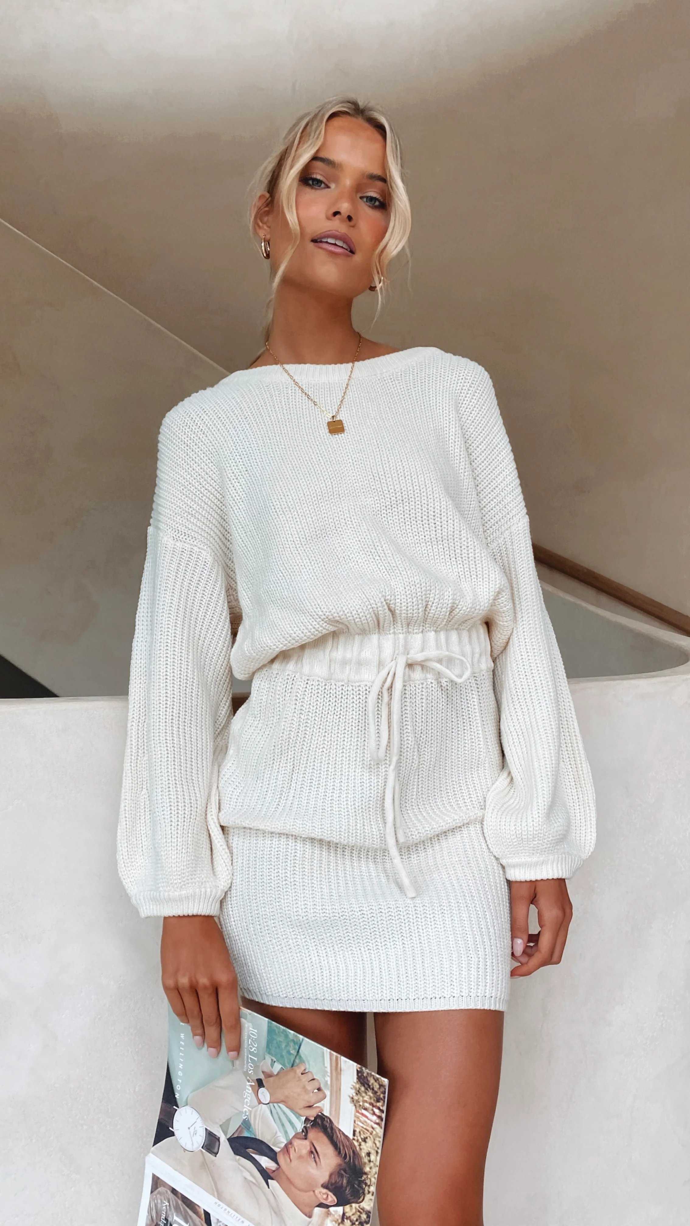 Feya Knit Mini Dress - Cream