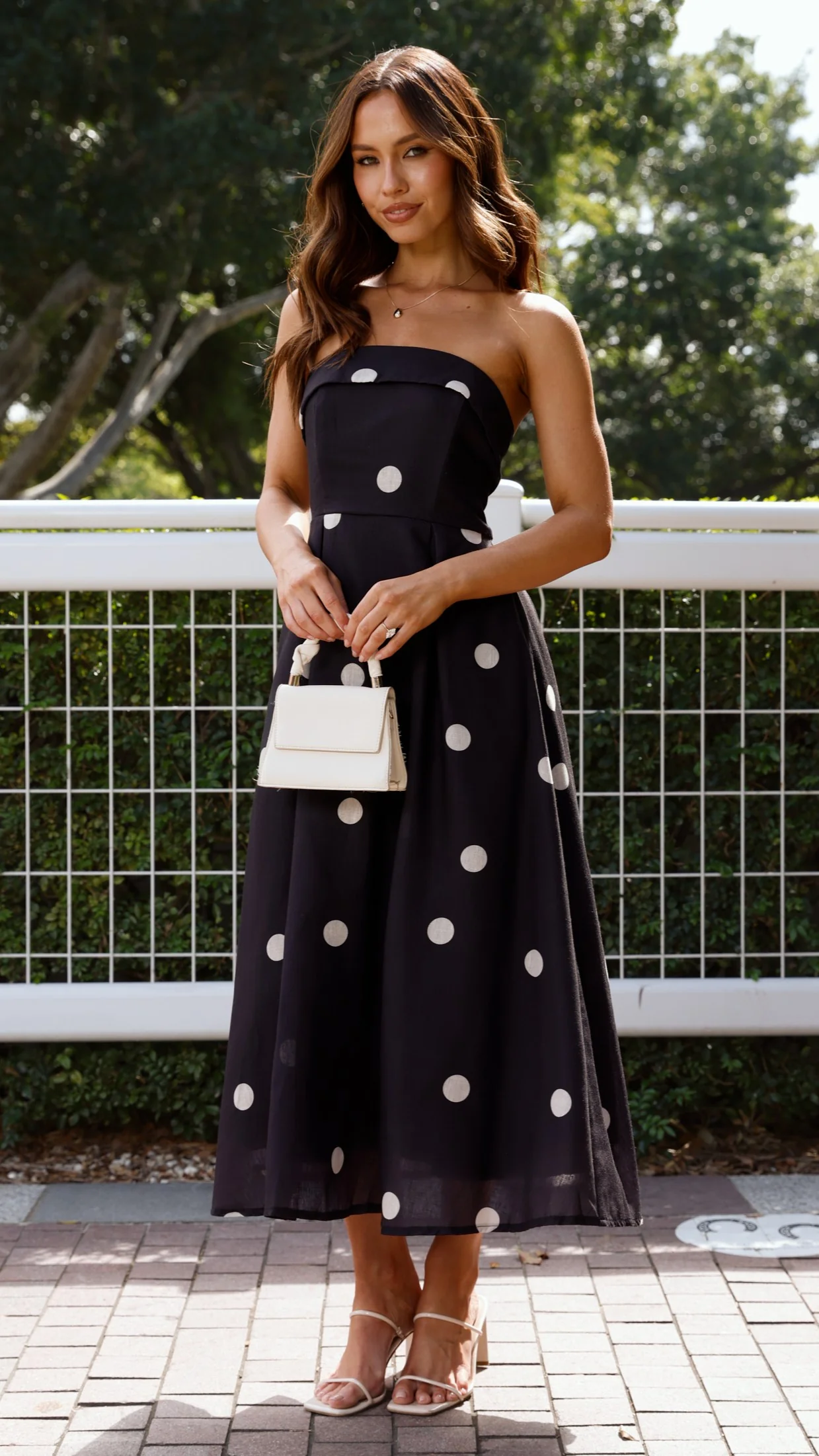 Tahlia Midi Dress - Black Polka Print