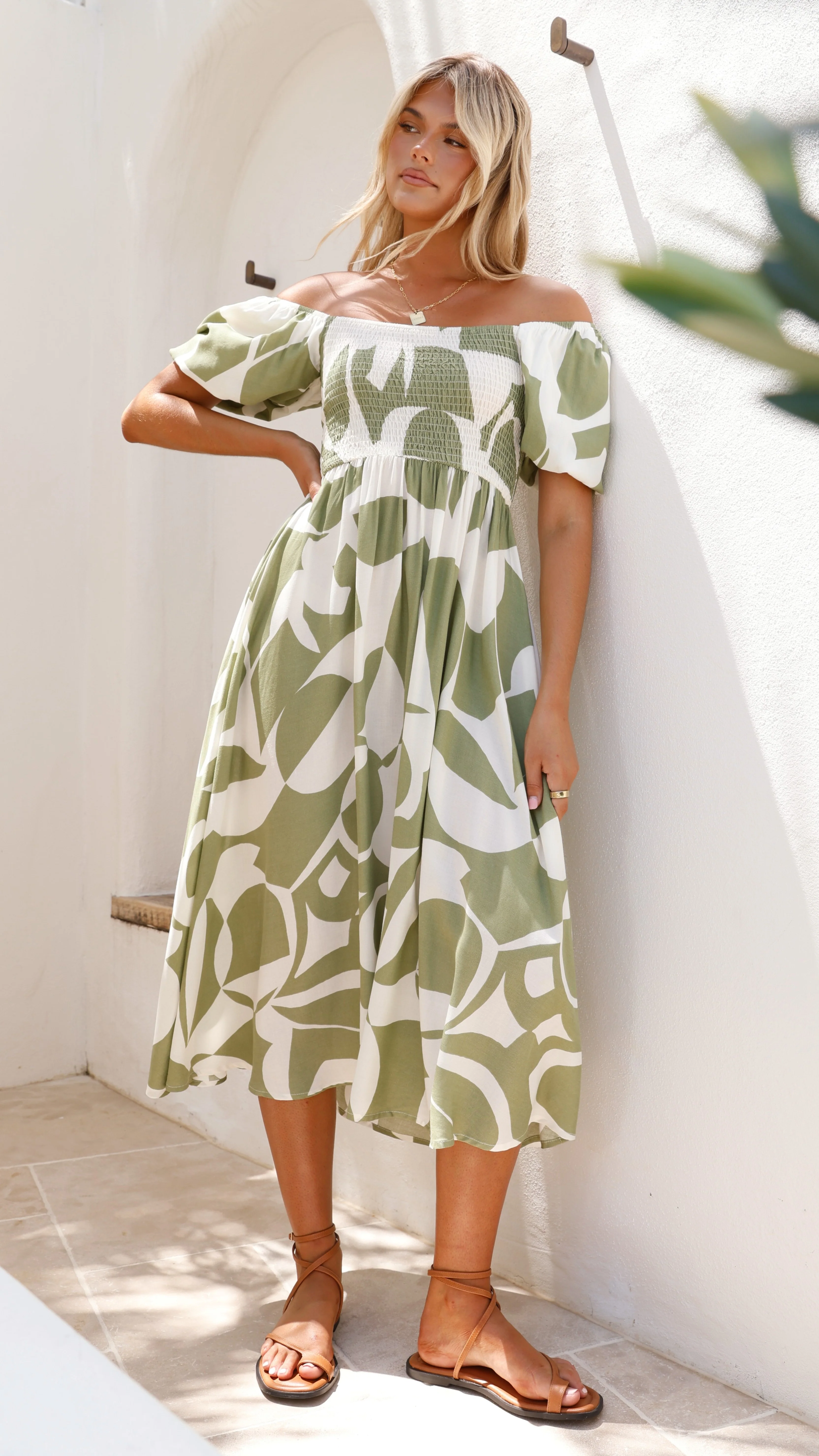 Ilene Midi Dress - Sage Print