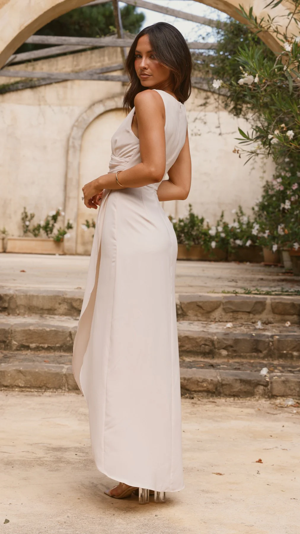 Pamela V Neck Maxi Dress - Ivory