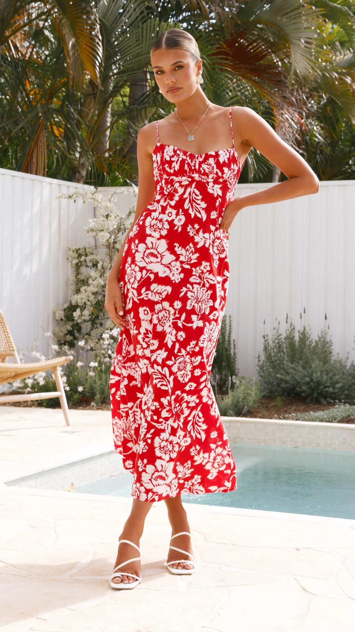Margie Midi Dress - Red Floral