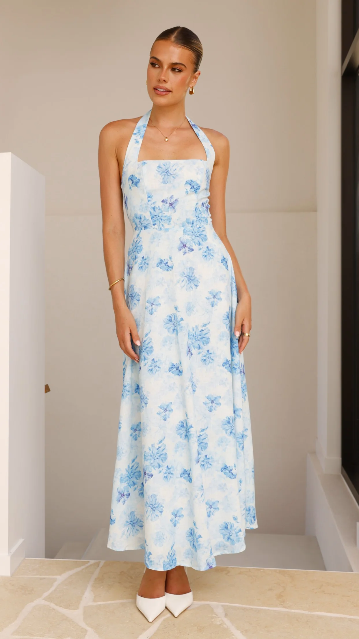 Mady Maxi Dress - Blue Floral
